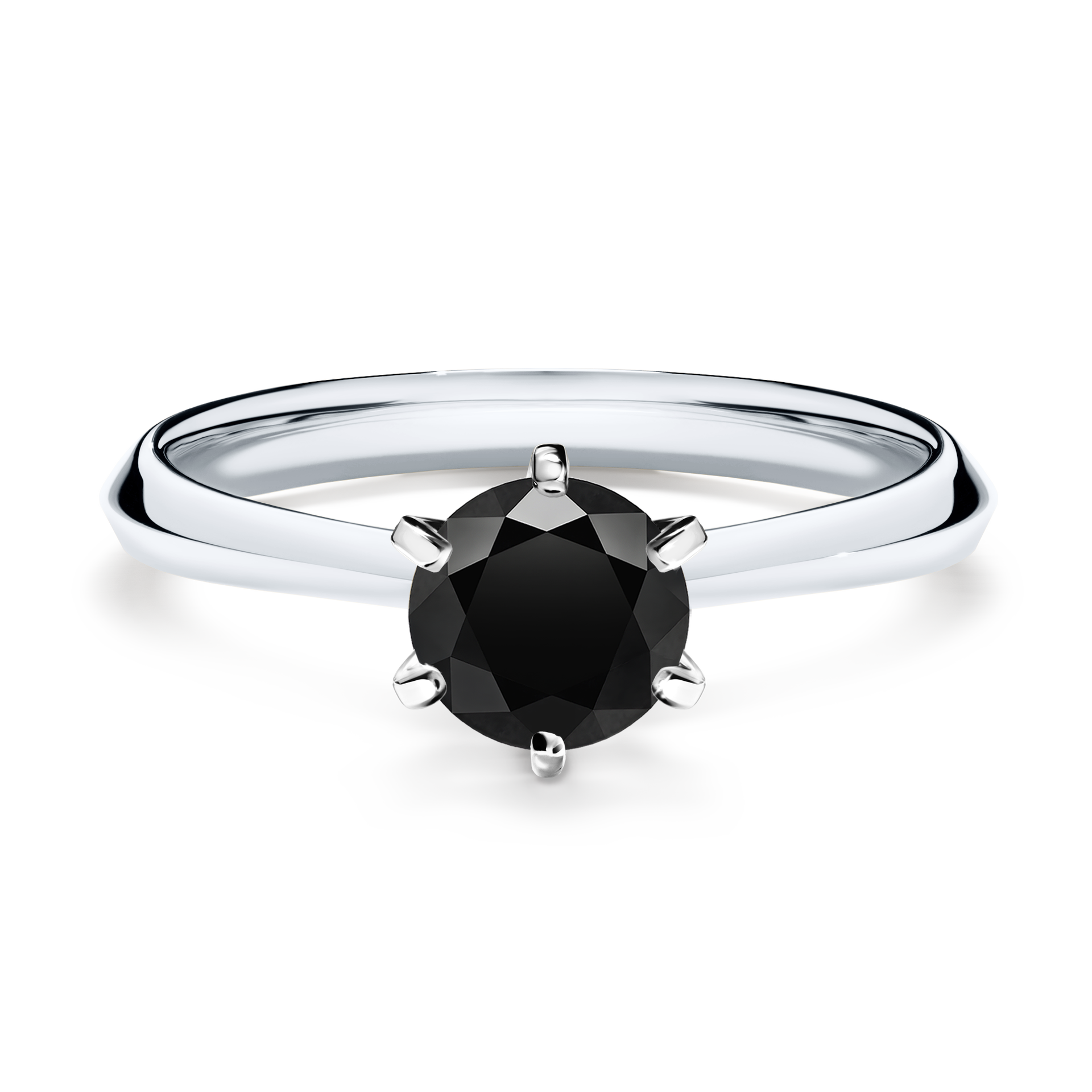 Pierścionek zaręczynowy My Queen z białego złota z czarnym diamentem 0,80CT