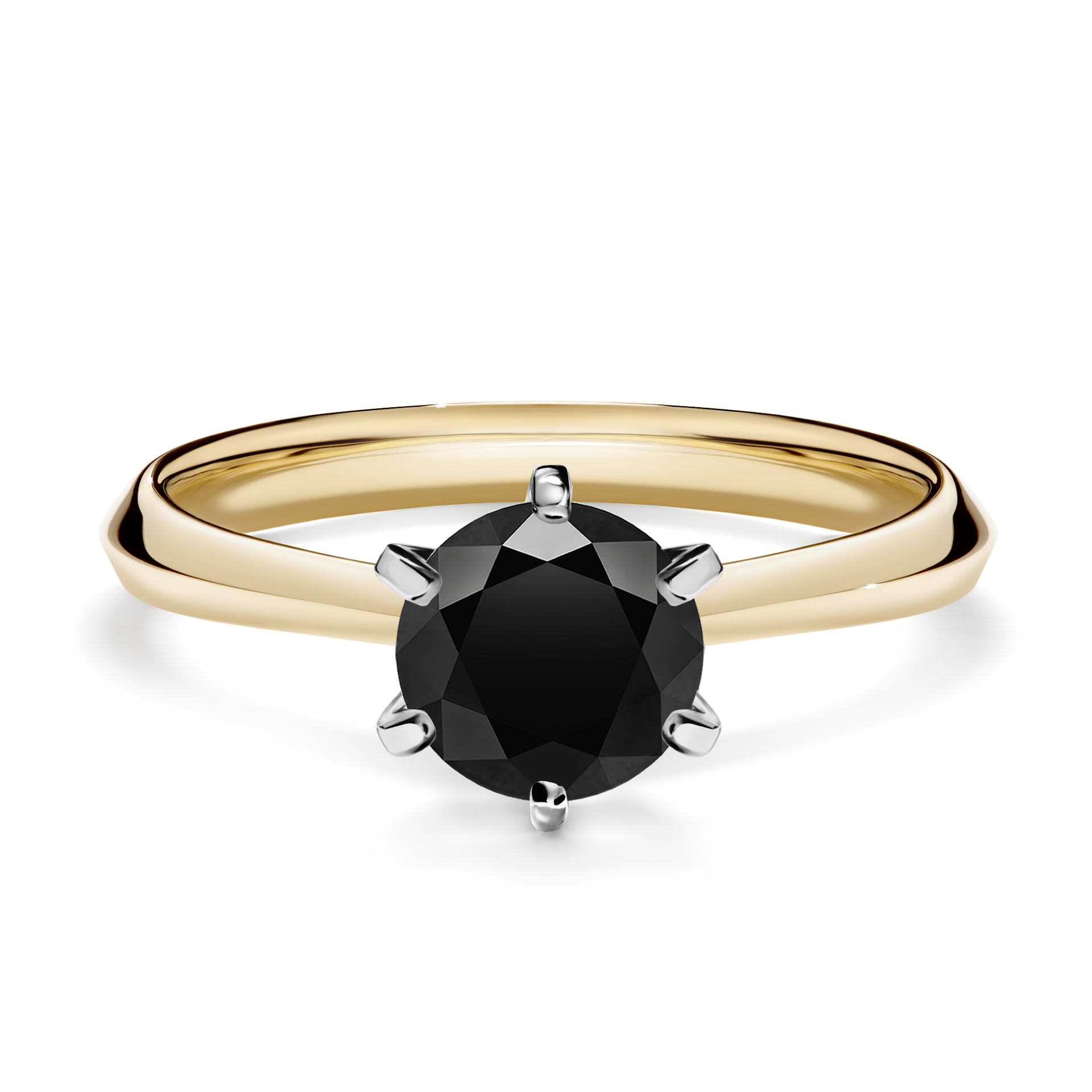 Pierścionek zaręczynowy My Queen z żółtego złota z czarnym diamentem 1,00CT