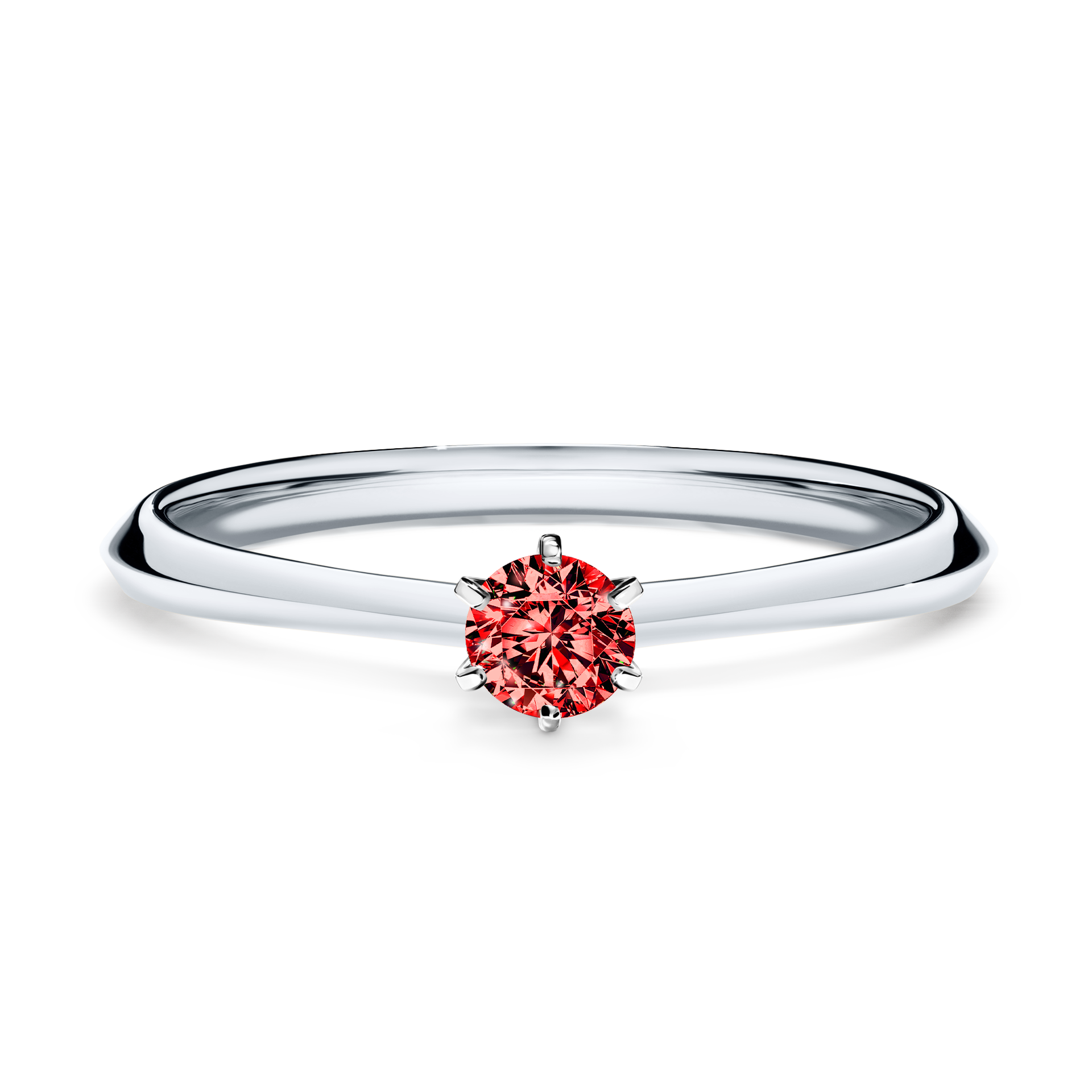 Pierścionek zaręczynowy My Queen z białego złota z czerwonym diamentem 0,17CT