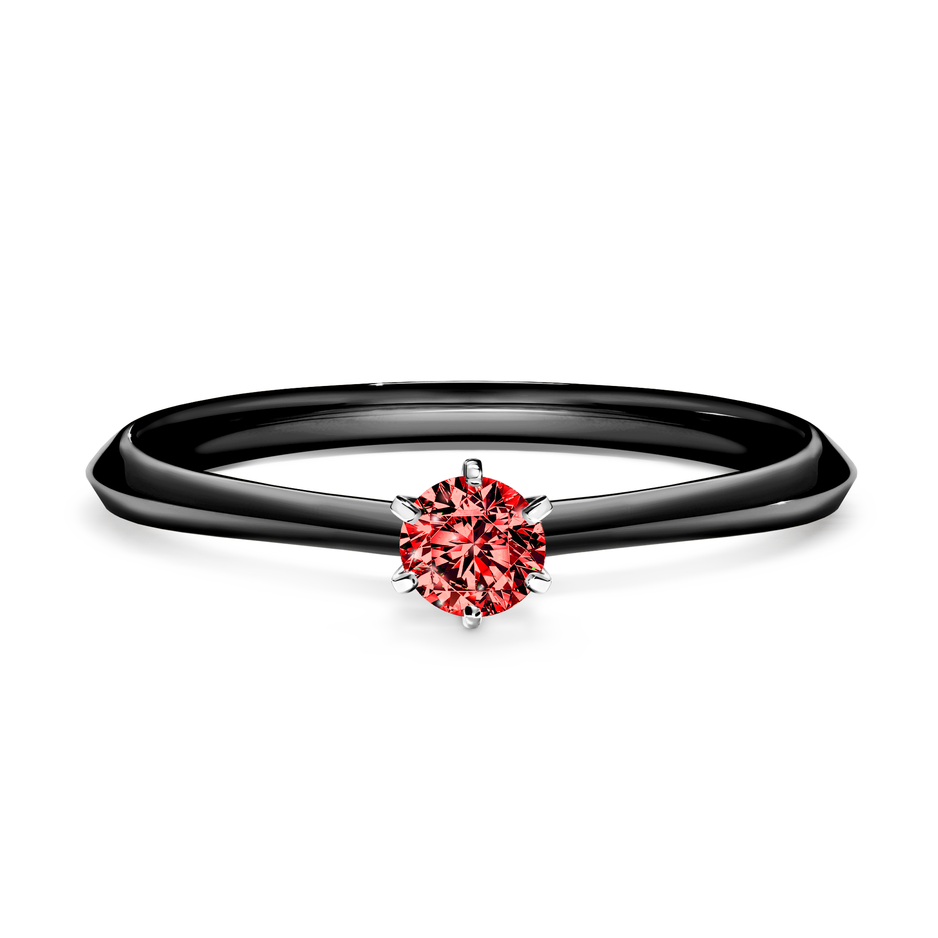 Pierścionek zaręczynowy My Queen z czarnego złota z czerwonym diamentem 0,17CT