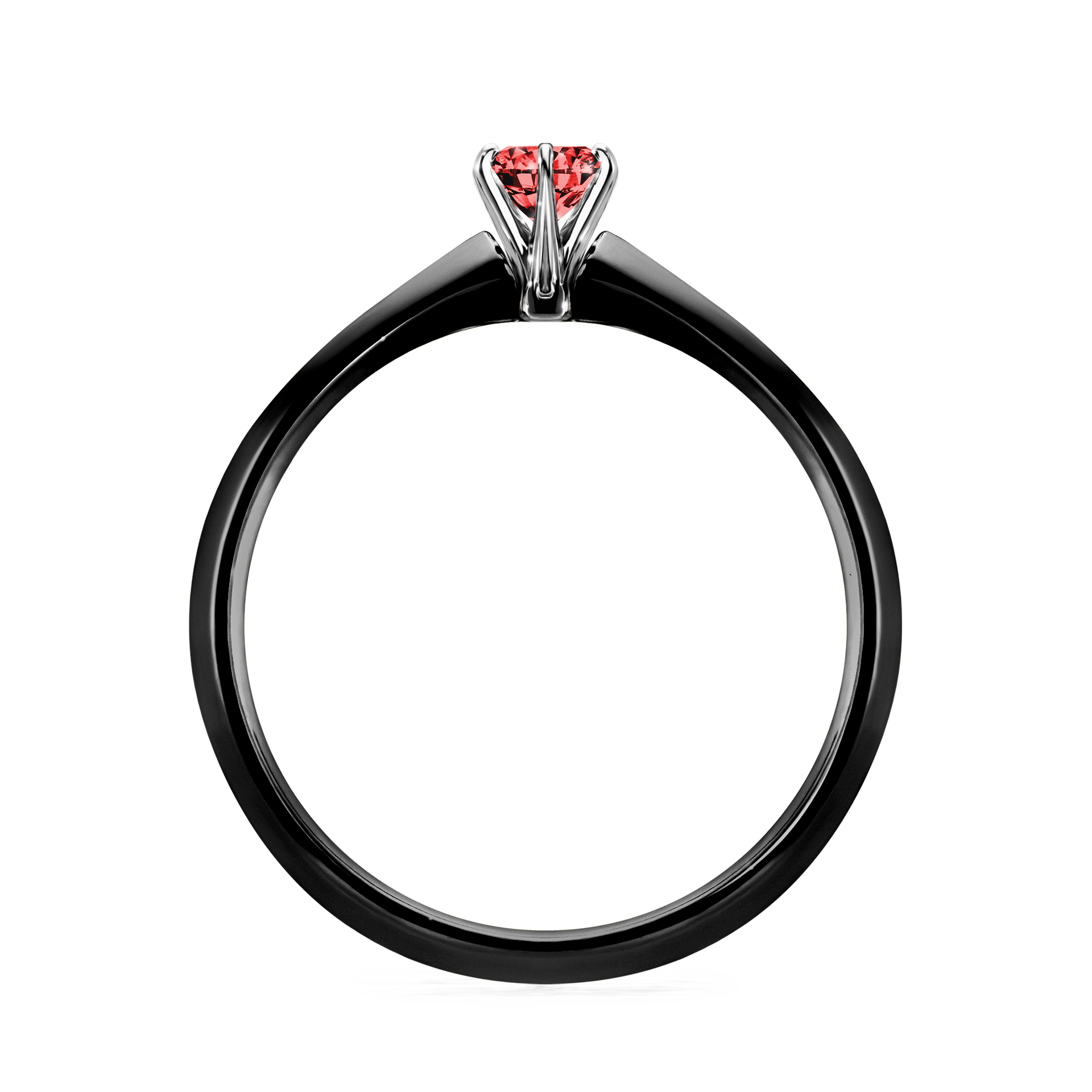 Pierścionek zaręczynowy My Queen z czarnego złota z czerwonym diamentem 0,17CT