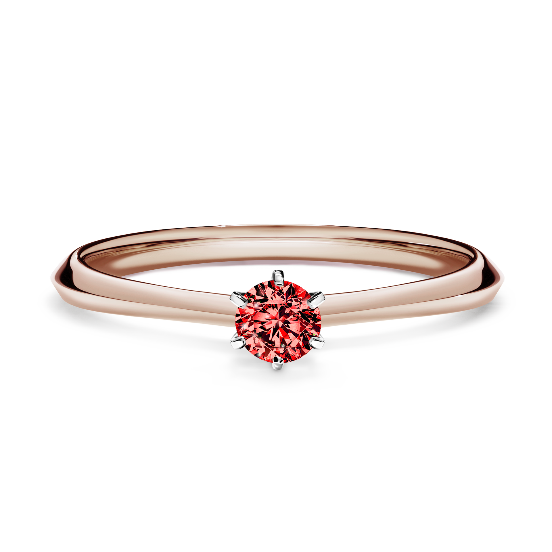 Pierścionek zaręczynowy My Queen z różowego złota z czerwonym diamentem 0,17CT