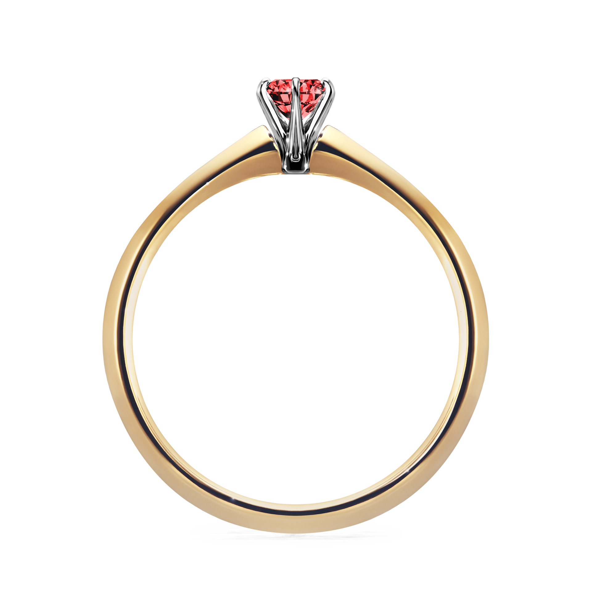 Pierścionek zaręczynowy My Queen z żółtego złota z czerwonym diamentem 0,17CT
