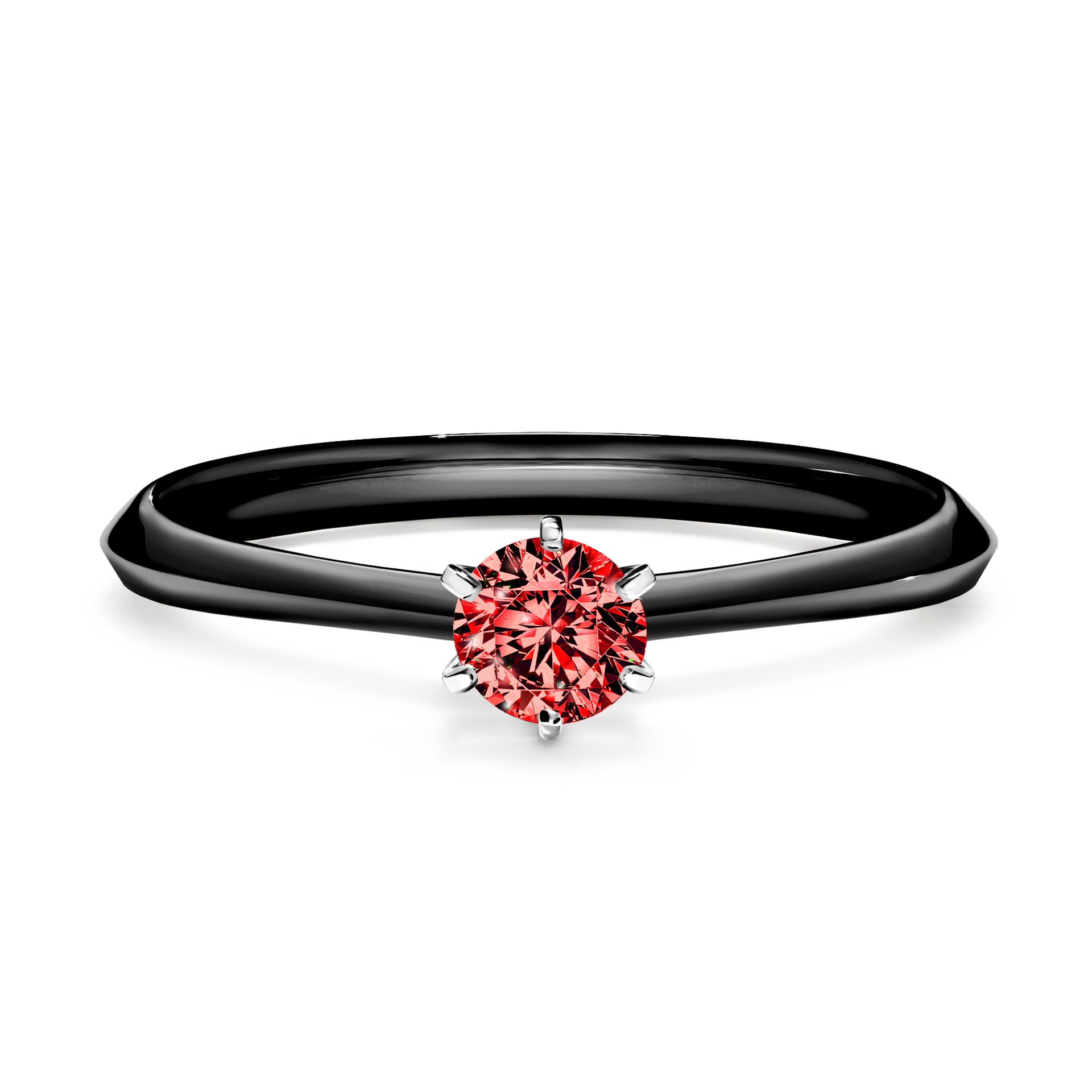 Pierścionek zaręczynowy My Queen z czarnego złota z czerwonym diamentem 0,25CT