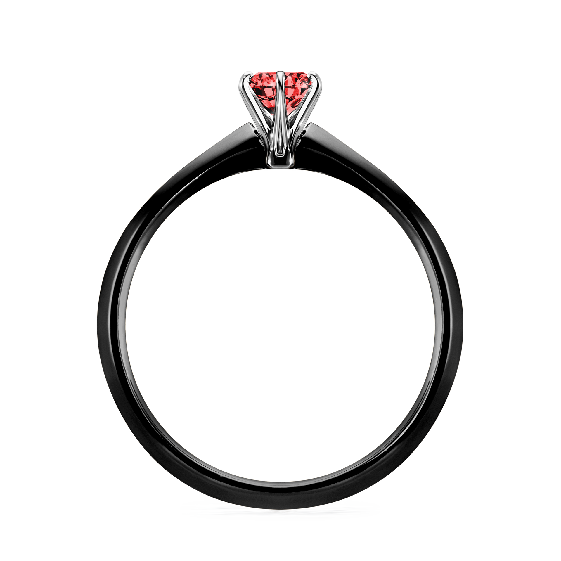 Pierścionek zaręczynowy My Queen z czarnego złota z czerwonym diamentem 0,25CT