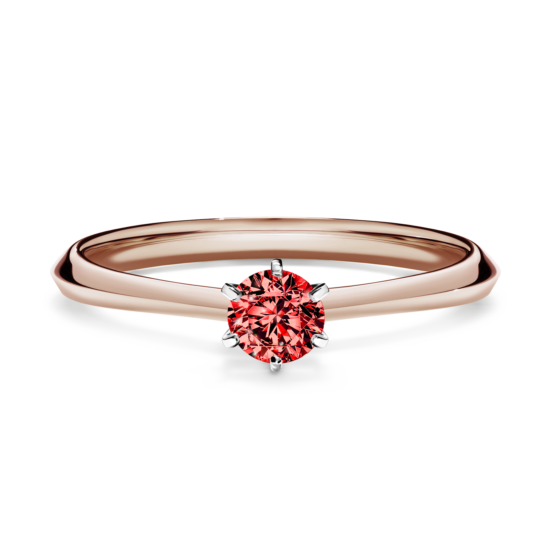 Pierścionek zaręczynowy My Queen z różowego złota z czerwonym diamentem 0,25CT