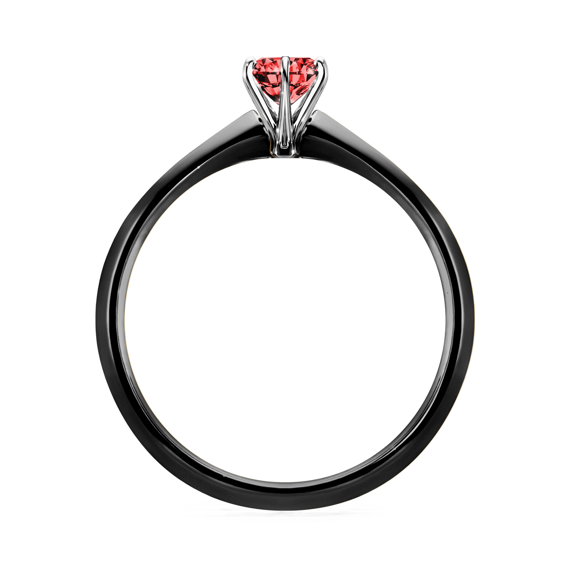Pierścionek zaręczynowy My Queen z czarnego złota z czerwonym diamentem 0,30CT