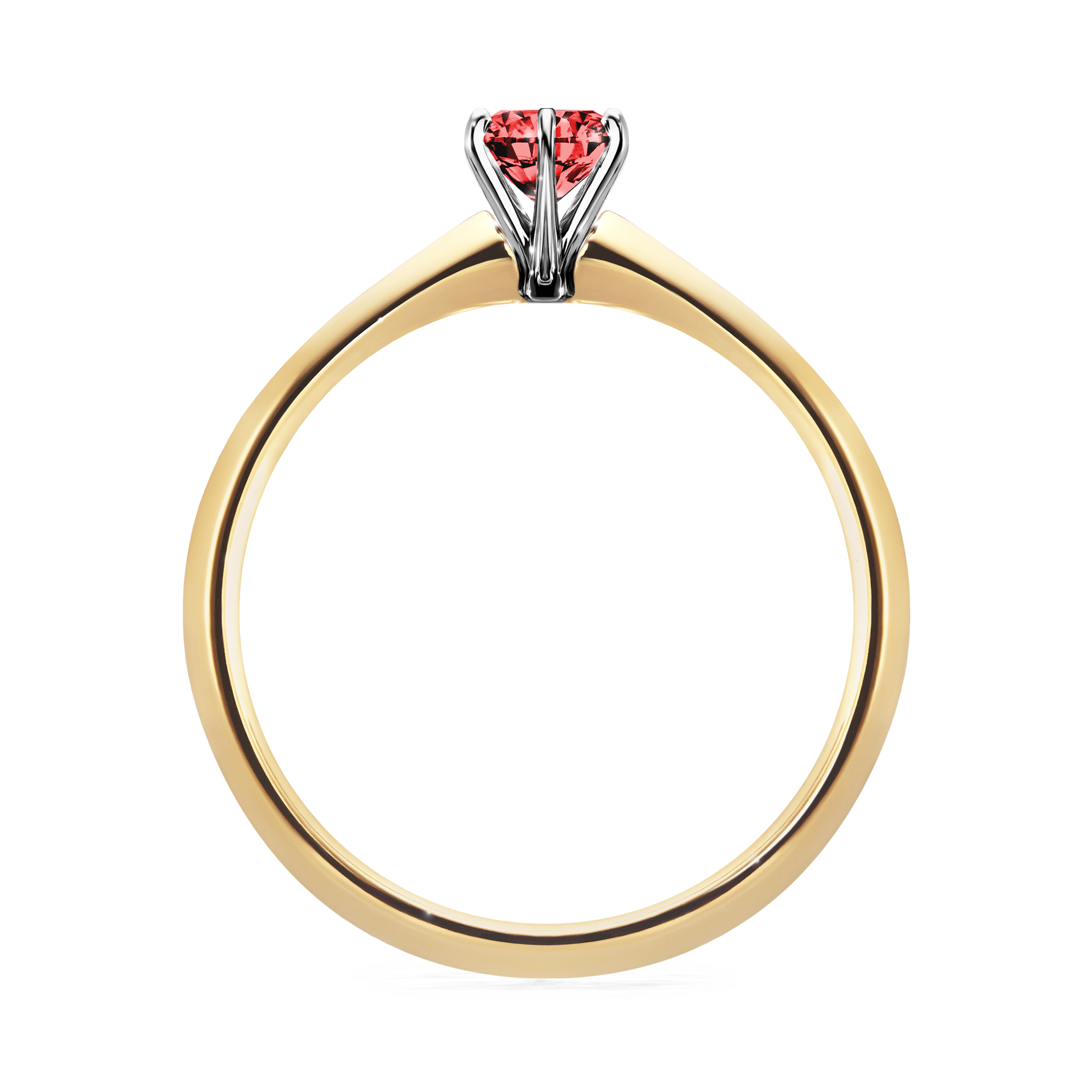 Pierścionek zaręczynowy My Queen z żółtego złota z czerwonym diamentem 0,30CT