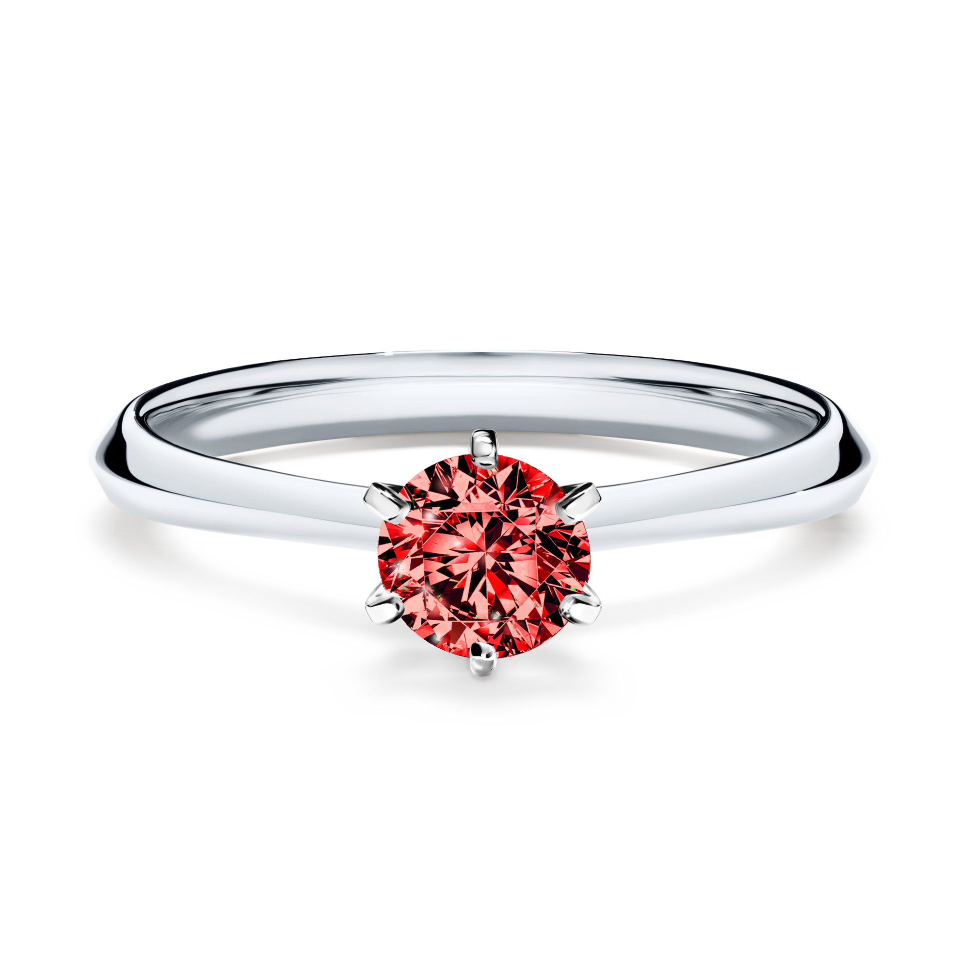 Pierścionek zaręczynowy My Queen z białego złota z czerwonym diamentem 0,50CT