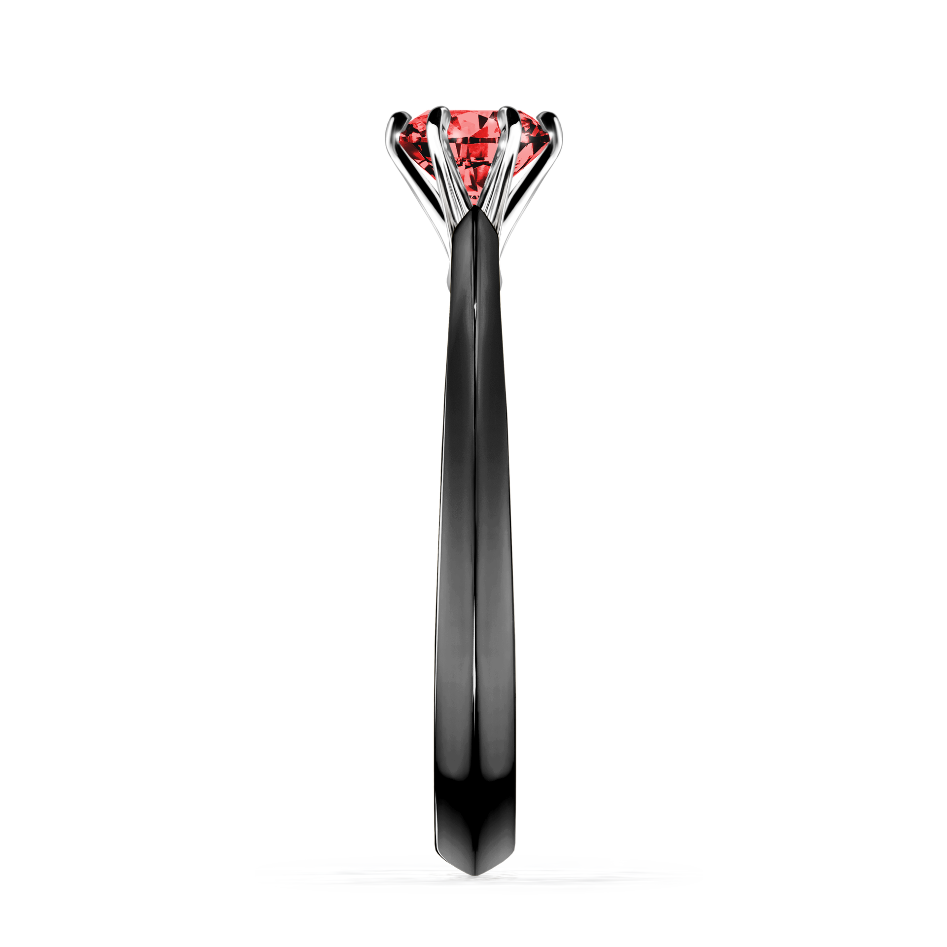 Pierścionek zaręczynowy My Queen z czarnego złota z czerwonym diamentem 0,50CT