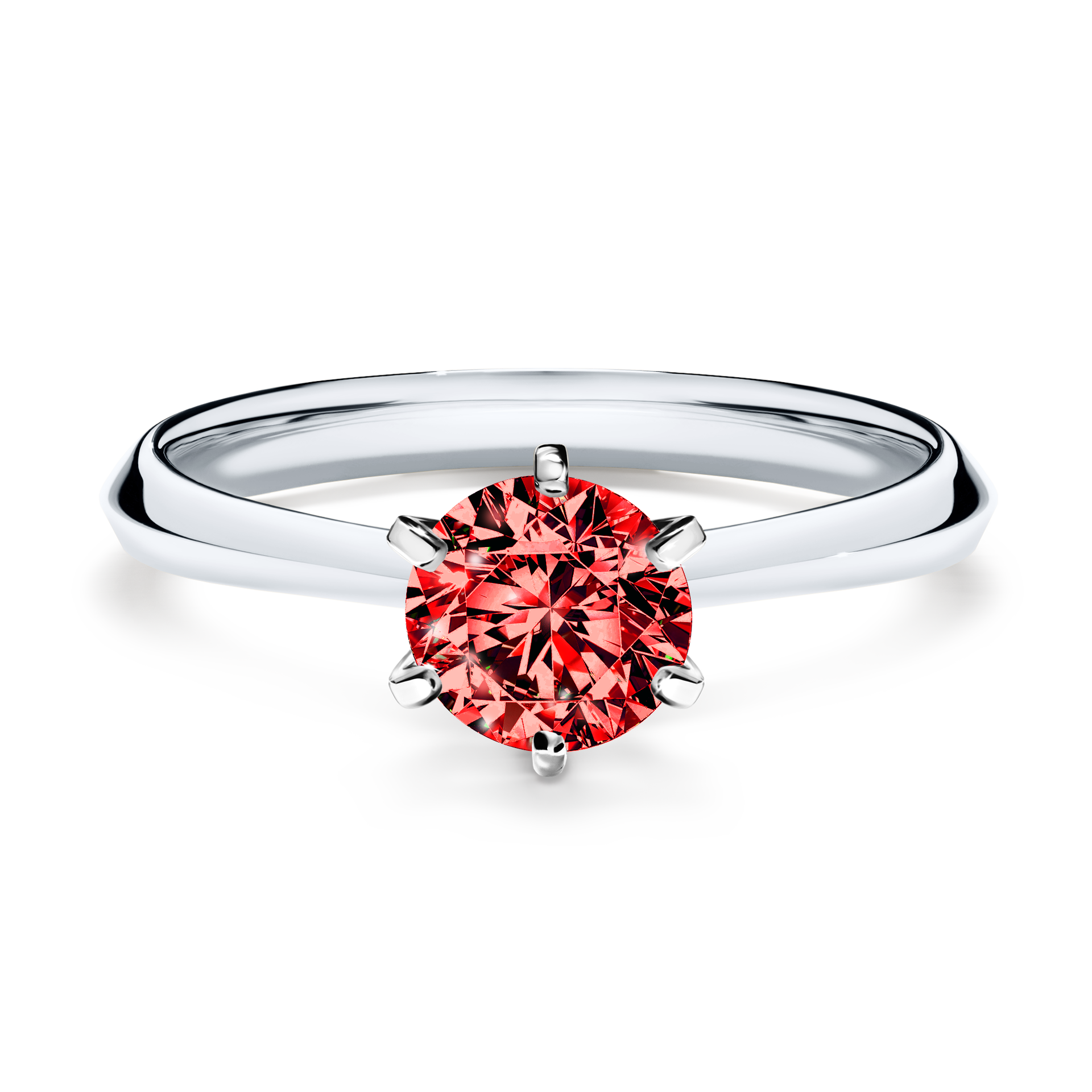 Pierścionek zaręczynowy My Queen z białego złota z czerwonym diamentem 0,80CT