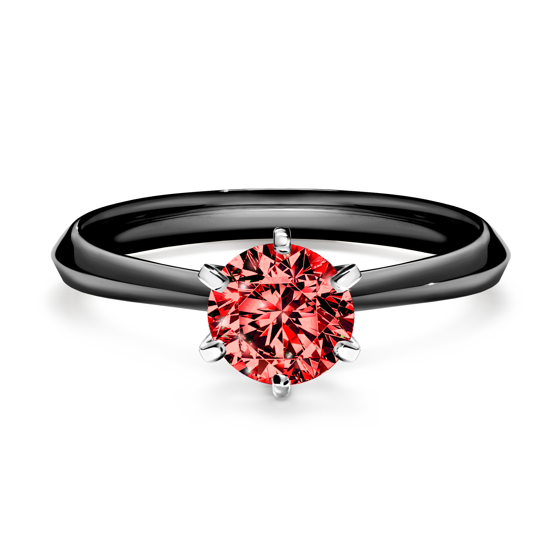 Pierścionek zaręczynowy My Queen z czarnego złota z czerwonym diamentem 0,80CT