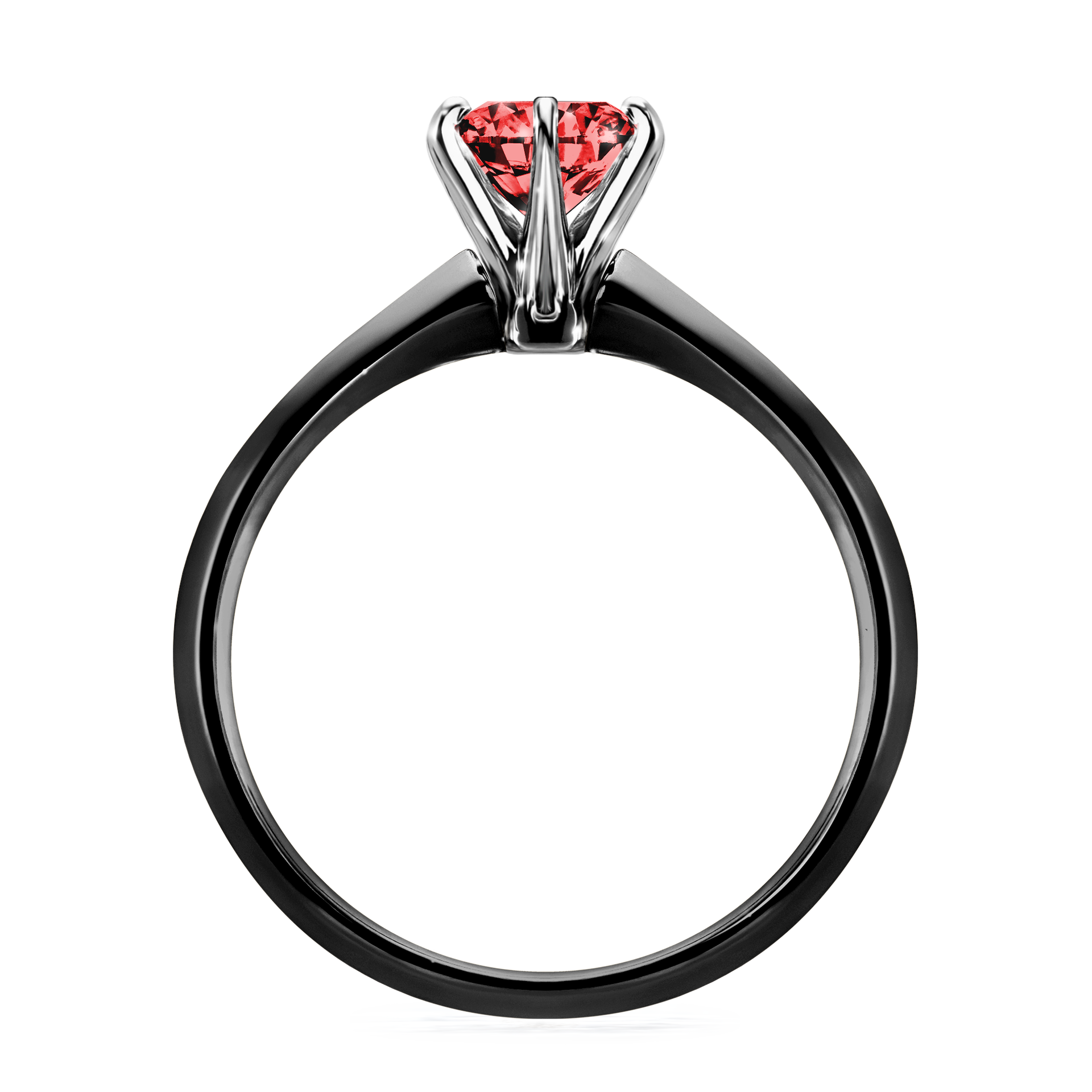 Pierścionek zaręczynowy My Queen z czarnego złota z czerwonym diamentem 0,80CT