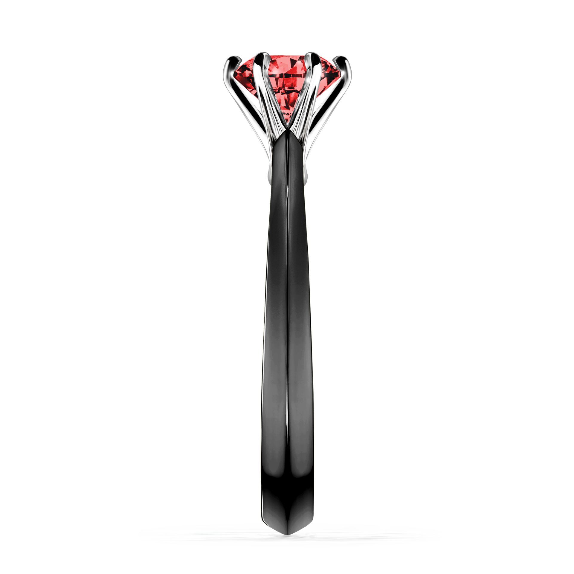 Pierścionek zaręczynowy My Queen z czarnego złota z czerwonym diamentem 0,80CT