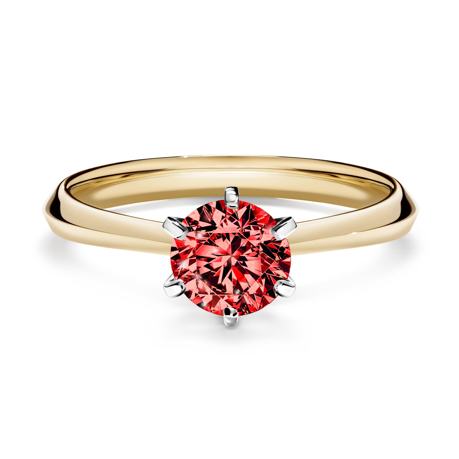 Pierścionek zaręczynowy My Queen z żółtego złota z czerwonym diamentem 0,80CT