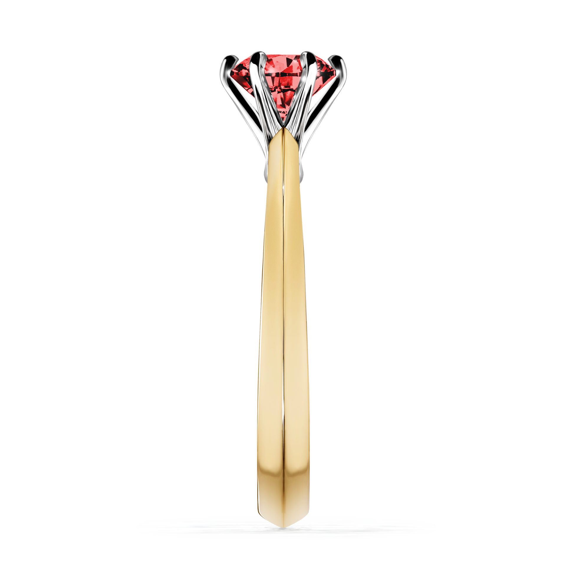Pierścionek zaręczynowy My Queen z żółtego złota z czerwonym diamentem 0,80CT