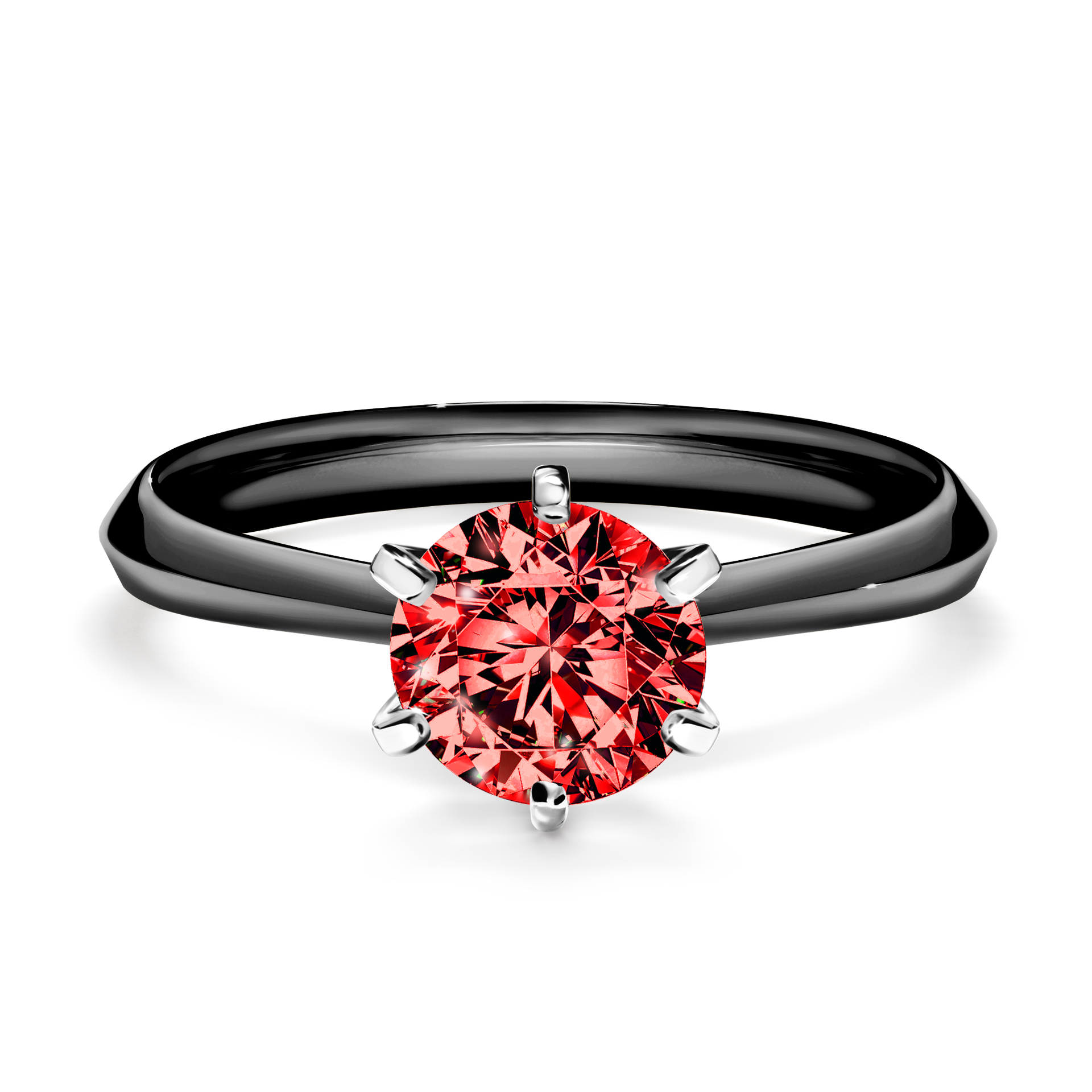 Pierścionek zaręczynowy My Queen z czarnego złota z czerwonym diamentem 1,00CT