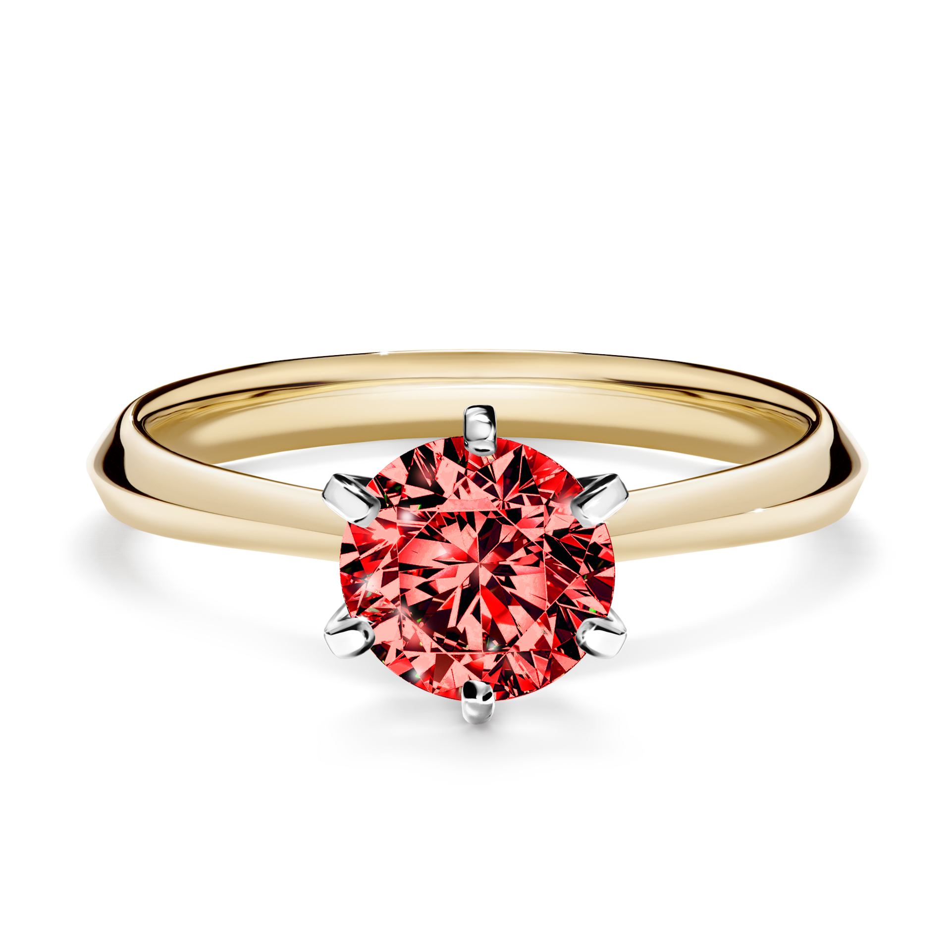 Pierścionek zaręczynowy My Queen z żółtego złota z czerwonym diamentem 1,00CT