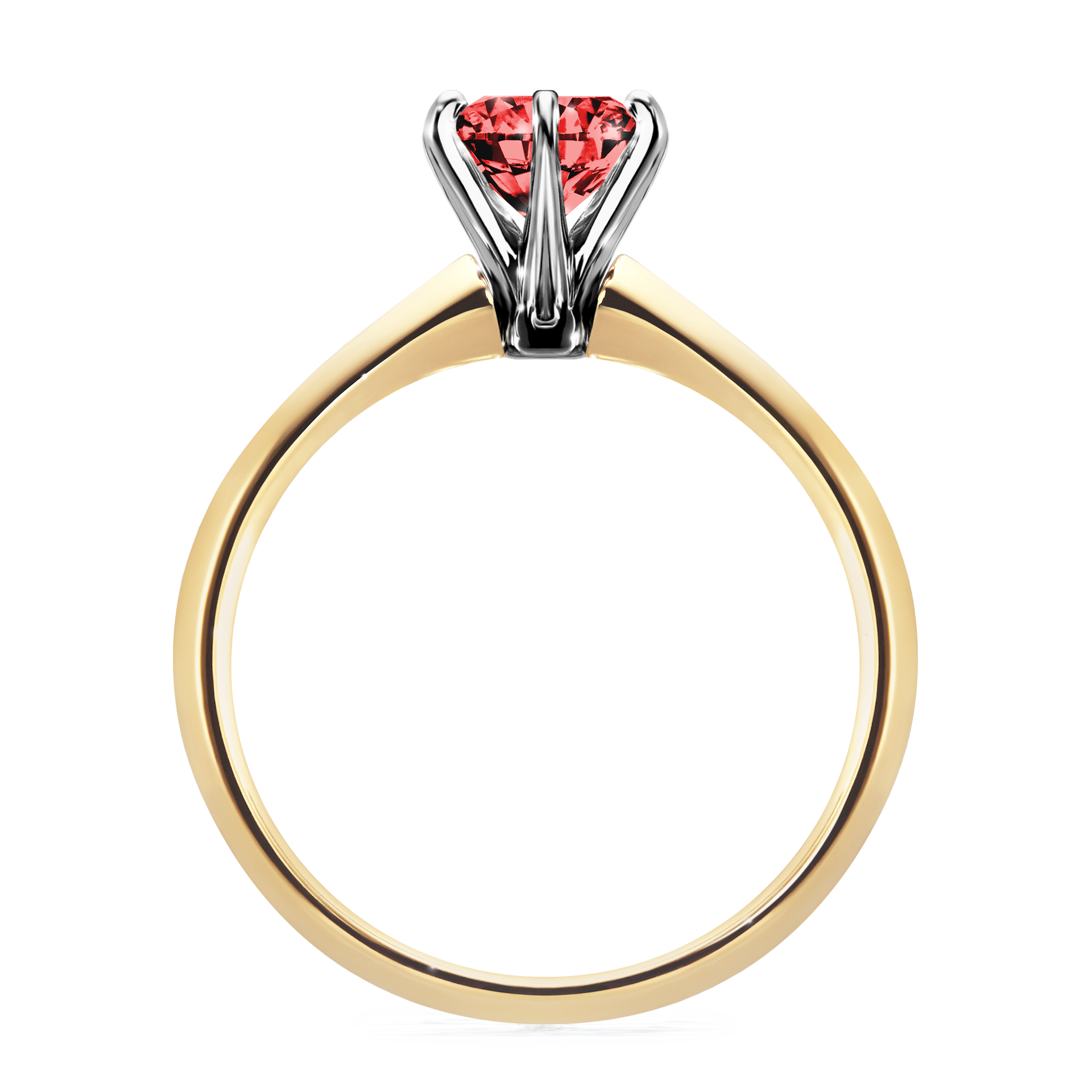 Pierścionek zaręczynowy My Queen z żółtego złota z czerwonym diamentem 1,00CT