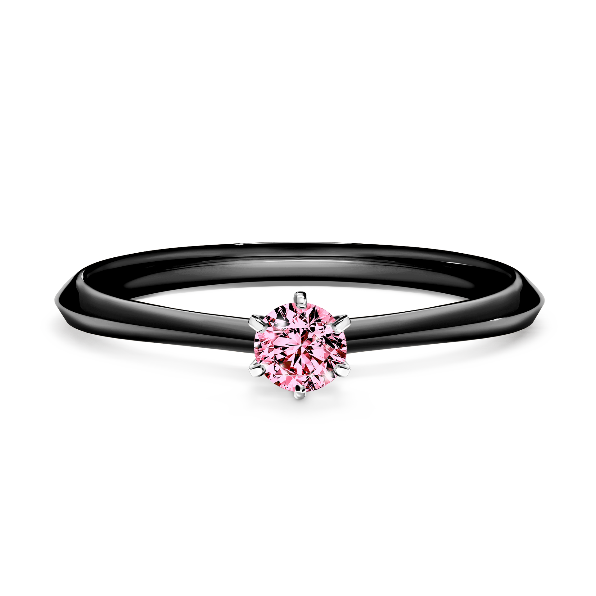 Pierścionek zaręczynowy My Queen z czarnego złota z różowym diamentem 0,17CT
