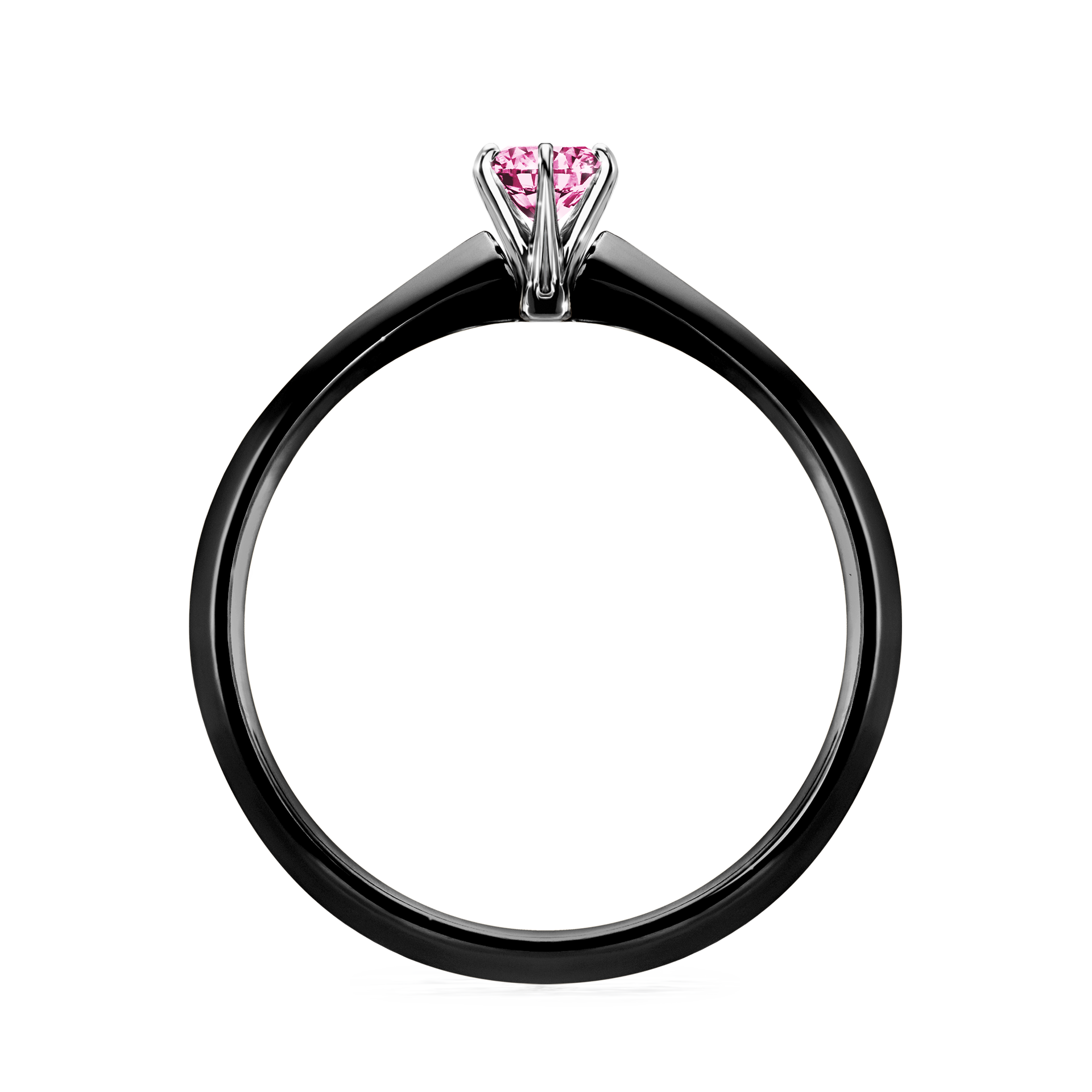 Pierścionek zaręczynowy My Queen z czarnego złota z różowym diamentem 0,17CT