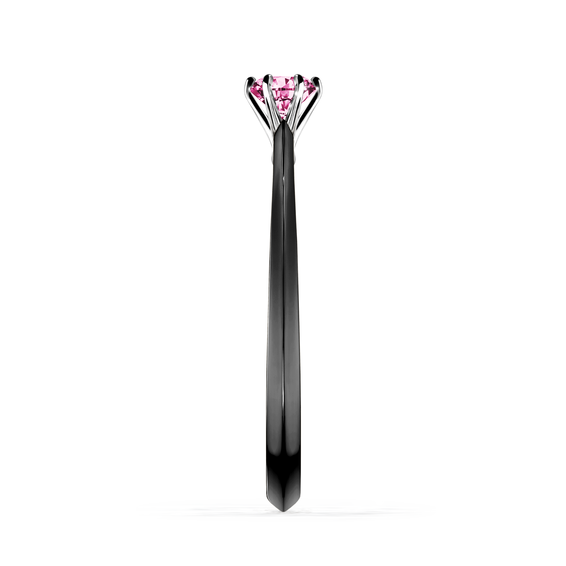 Pierścionek zaręczynowy My Queen z czarnego złota z różowym diamentem 0,17CT