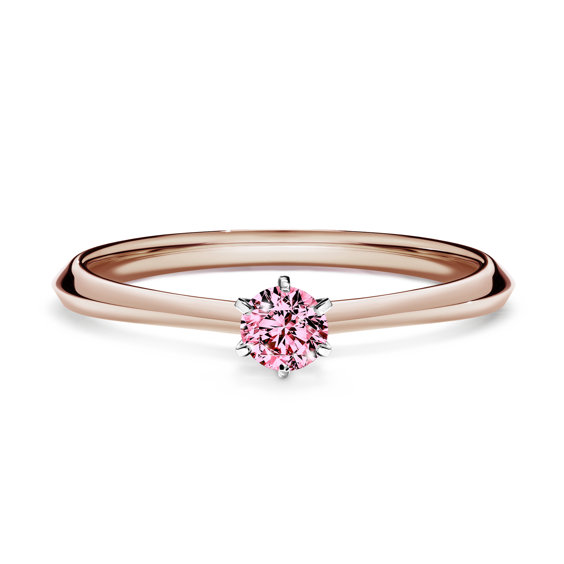 Pierścionek zaręczynowy My Queen z różowego złota z różowym diamentem 0,17CT