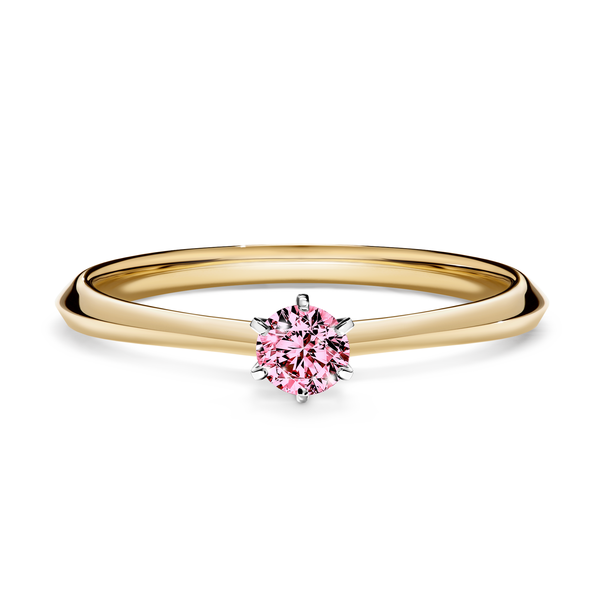 Pierścionek zaręczynowy My Queen z żółtego złota z różowym diamentem 0,17CT