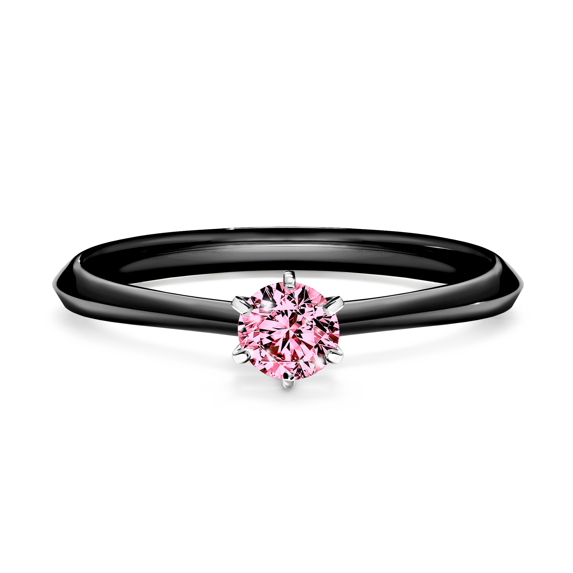 Pierścionek zaręczynowy My Queen z czarnego złota z różowym diamentem 0,25CT