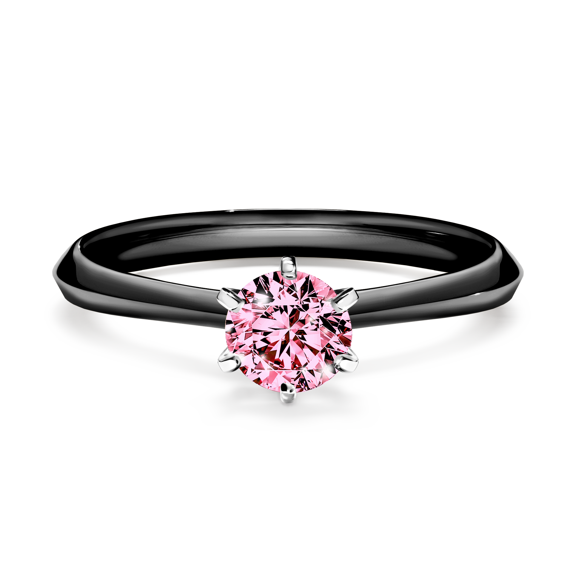 Pierścionek zaręczynowy My Queen z czarnego złota z różowym diamentem 0,50CT
