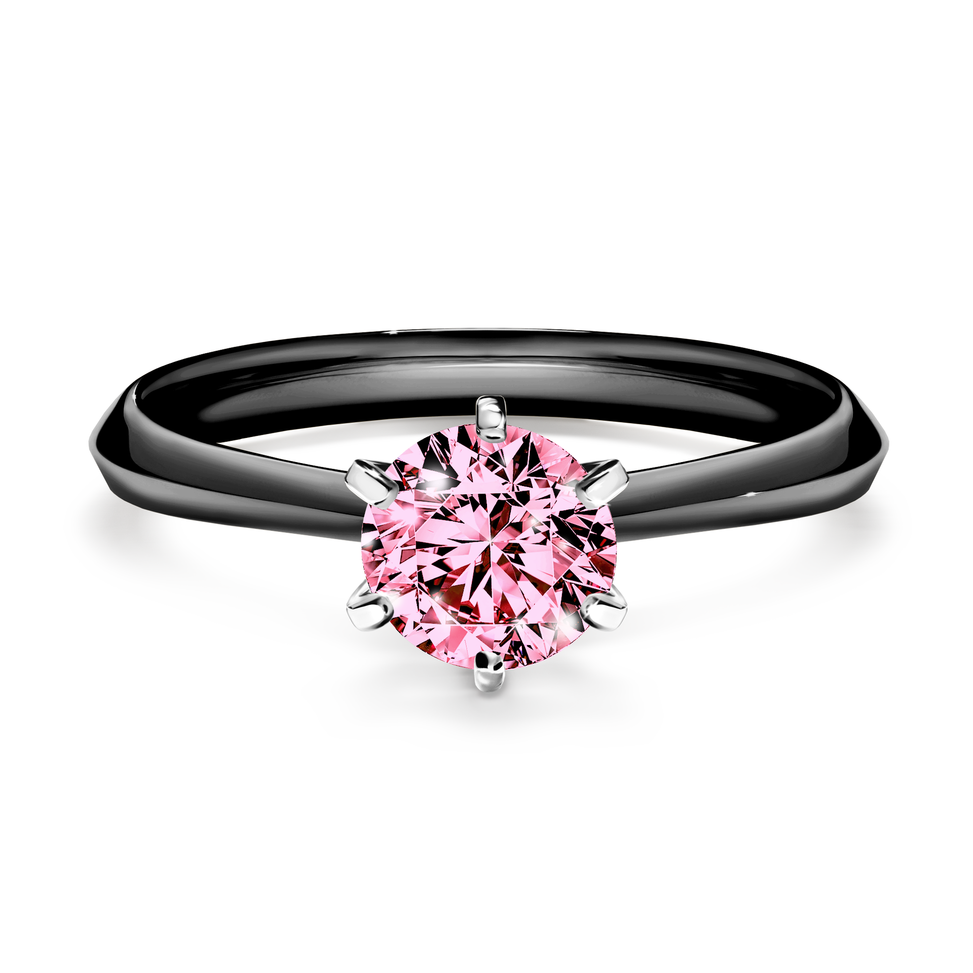 Pierścionek zaręczynowy My Queen z czarnego złota z różowym diamentem 0,80CT