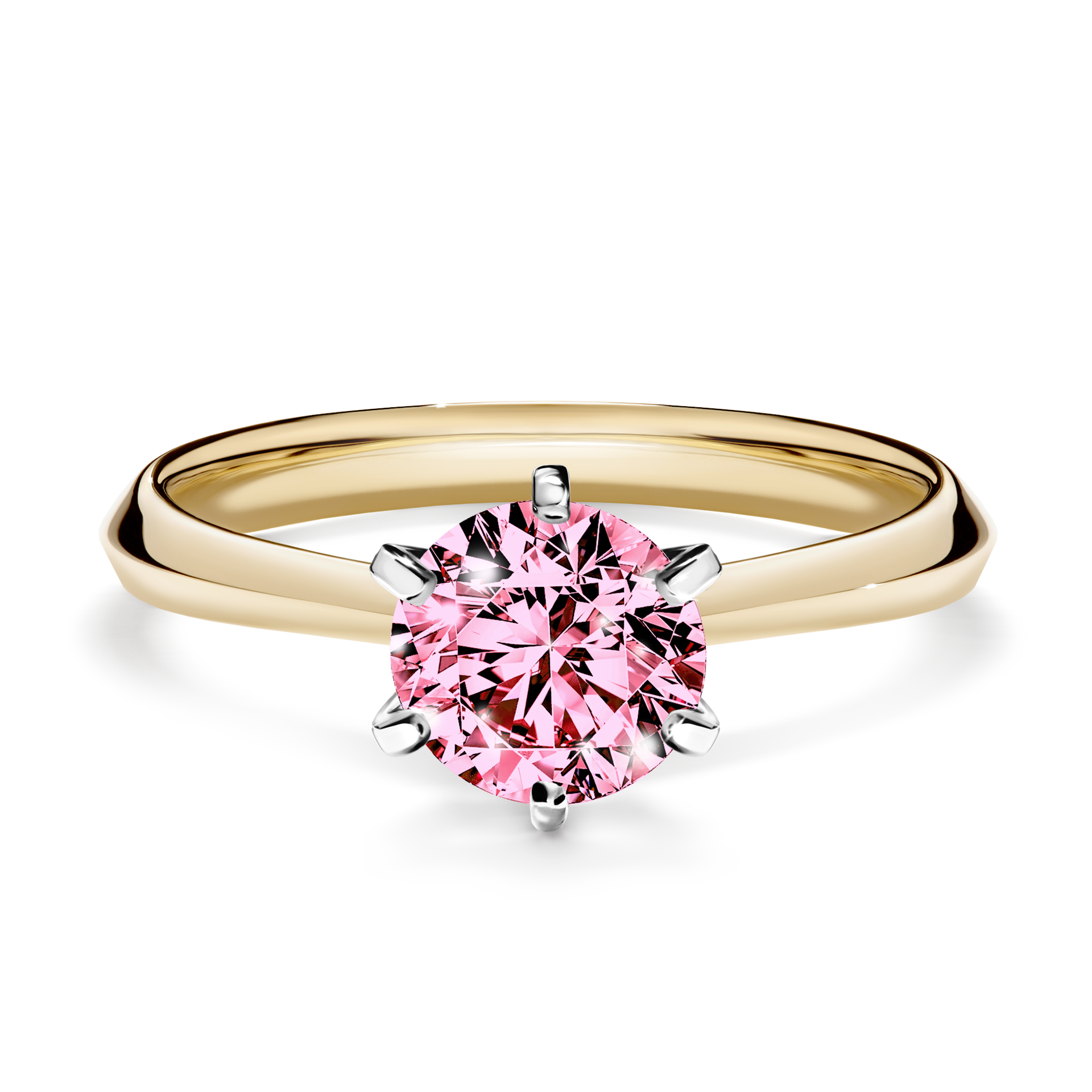 Pierścionek zaręczynowy My Queen z żółtego złota z różowym diamentem 1,00CT