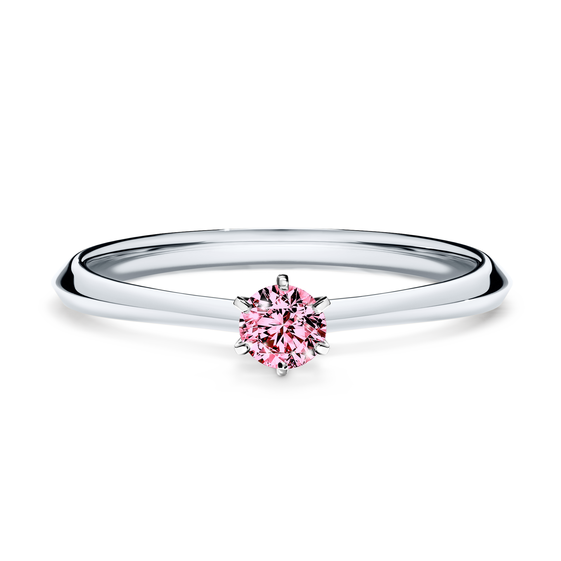 Pierścionek zaręczynowy My Queen z białego złota z różowym diamentem 0,17CT