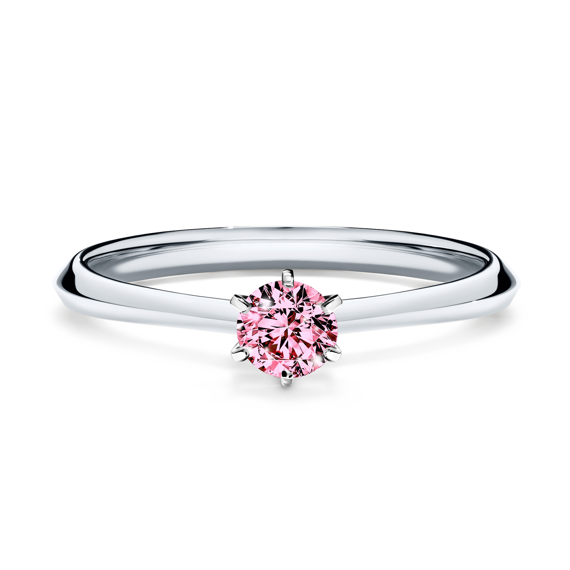 Pierścionek zaręczynowy My Queen z białego złota z różowym diamentem 0,25CT