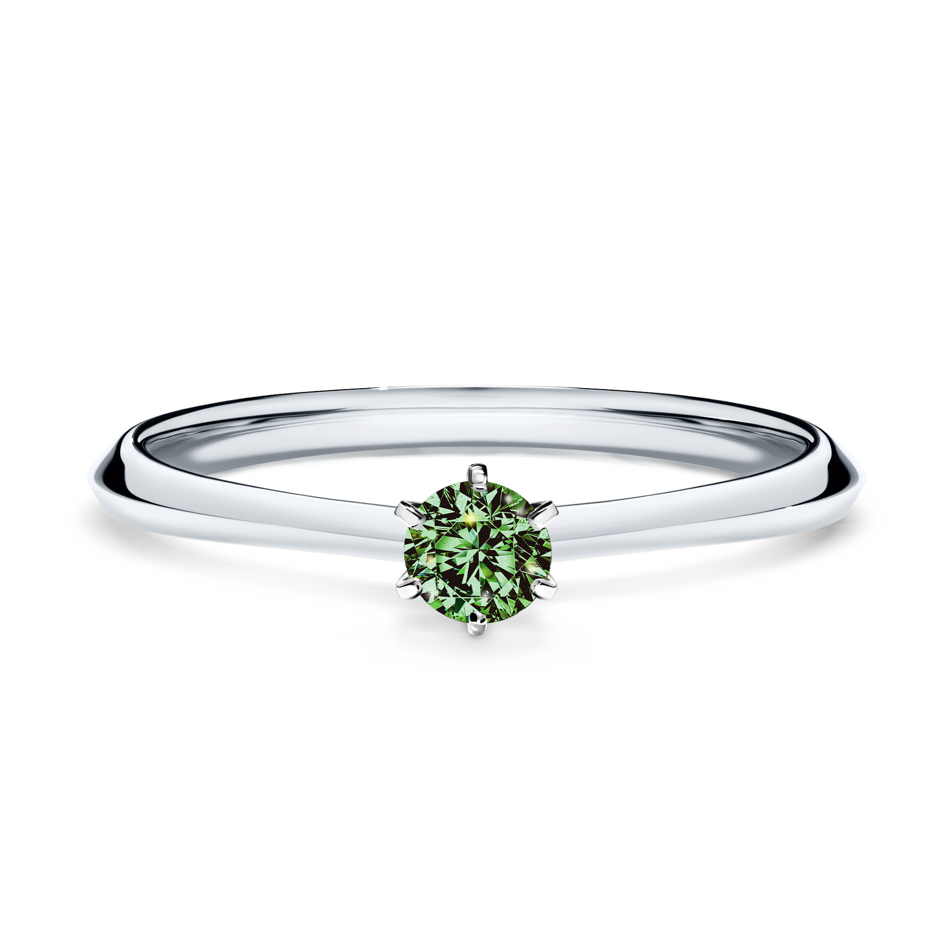 Pierścionek zaręczynowy My Queen z białego złota z ciemnym zielonym diamentem 0,17CT