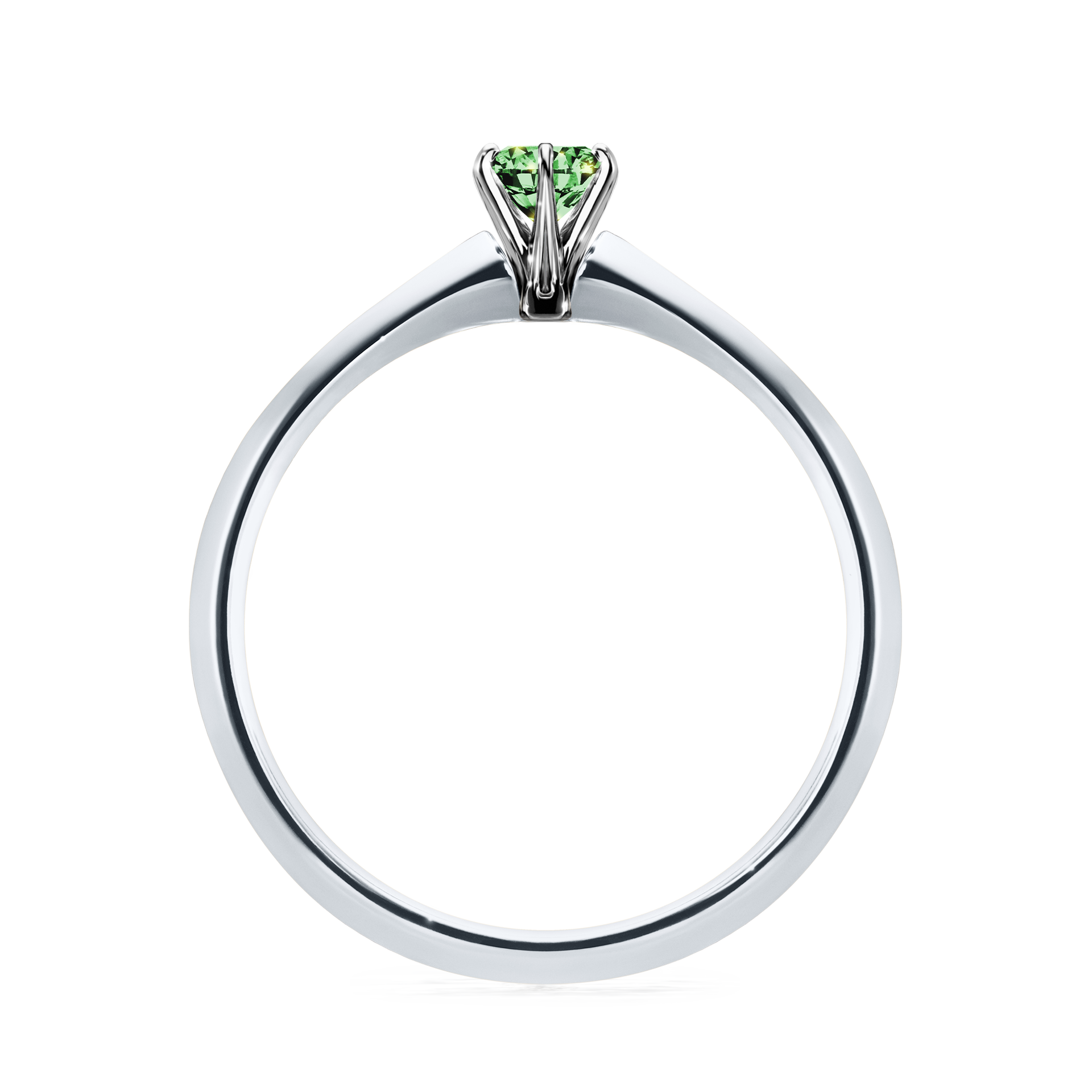 Pierścionek zaręczynowy My Queen z białego złota z ciemnym zielonym diamentem 0,17CT