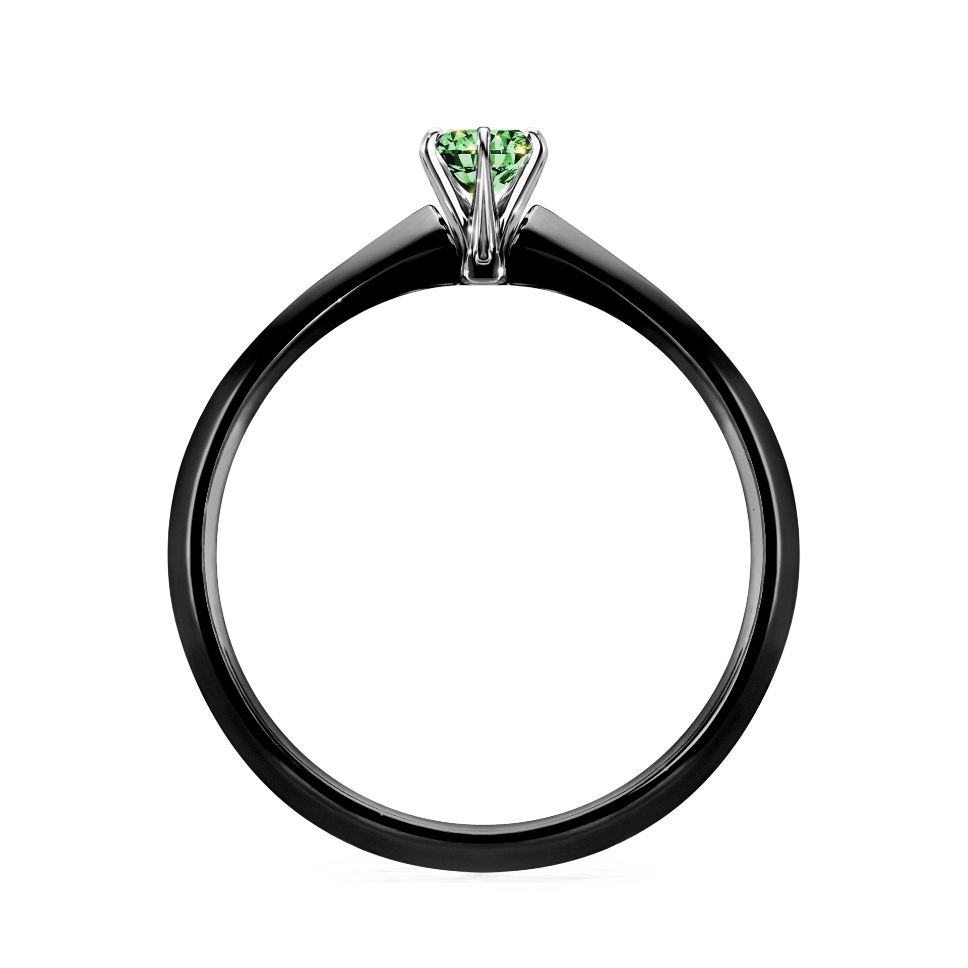 Pierścionek zaręczynowy My Queen z czarnego złota z ciemnym zielonym diamentem 0,17CT