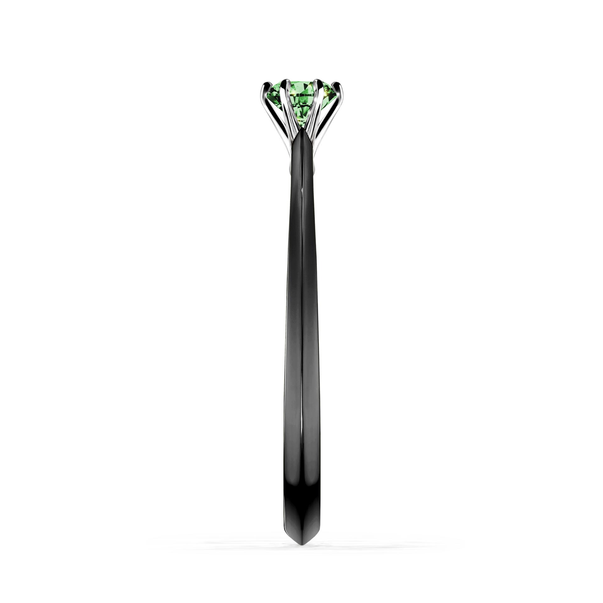 Pierścionek zaręczynowy My Queen z czarnego złota z ciemnym zielonym diamentem 0,17CT