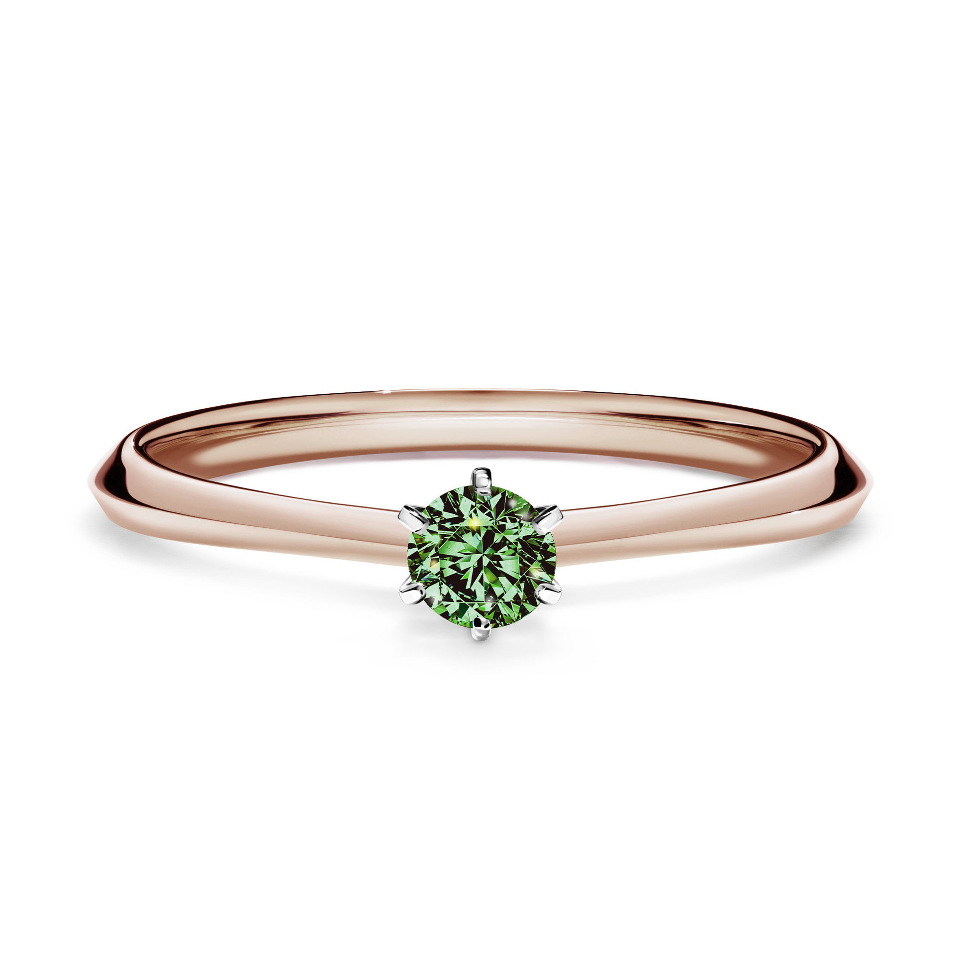 Pierścionek zaręczynowy My Queen z różowego złota z ciemnym zielonym diamentem 0,17CT