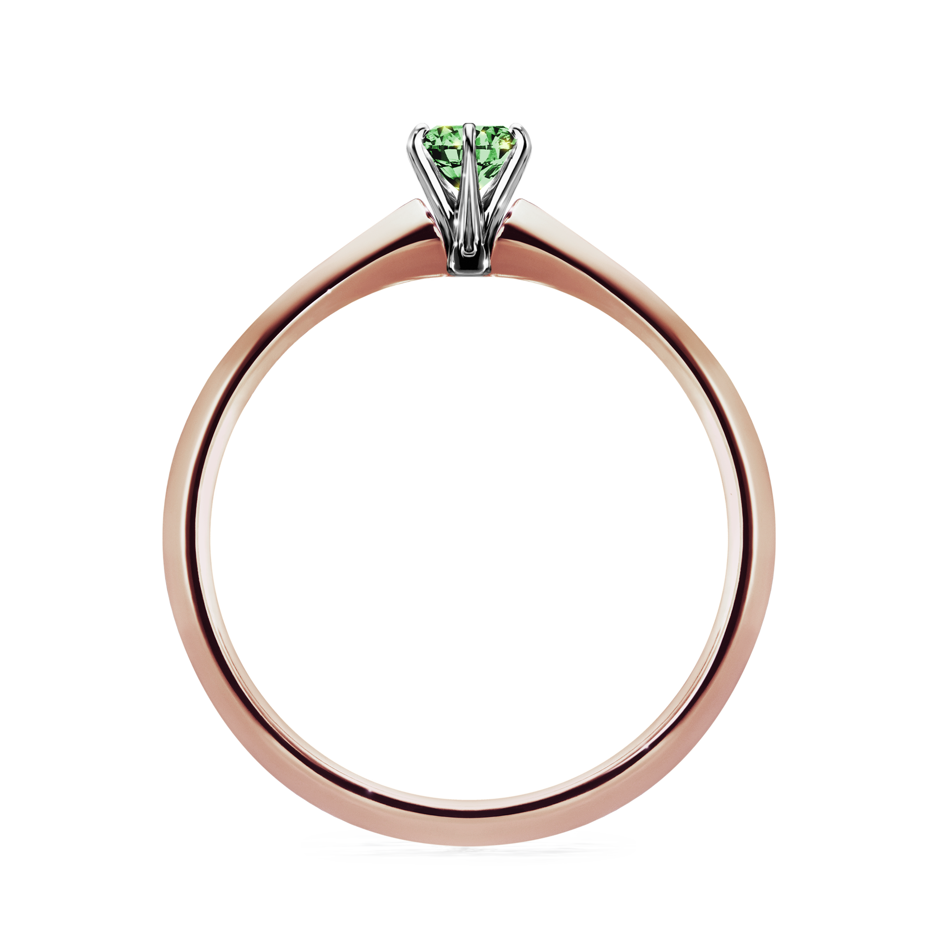 Pierścionek zaręczynowy My Queen z różowego złota z ciemnym zielonym diamentem 0,17CT