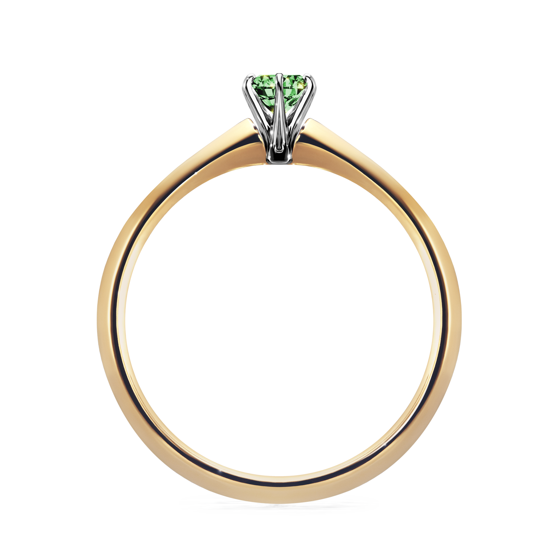 Pierścionek zaręczynowy My Queen z żółtego złota z ciemnym zielonym diamentem 0,17CT