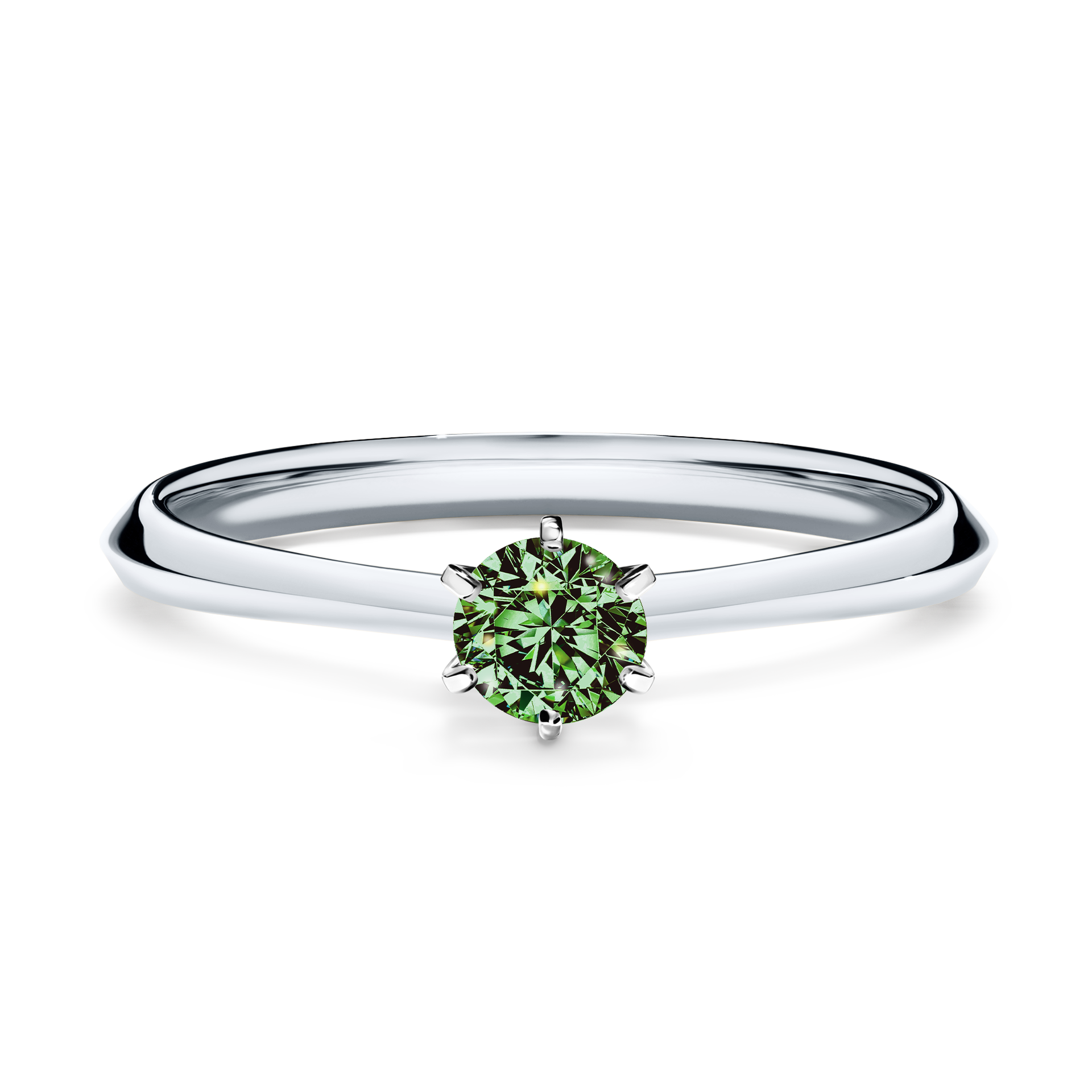 Pierścionek zaręczynowy My Queen z białego złota z ciemnym zielonym diamentem 0,25CT