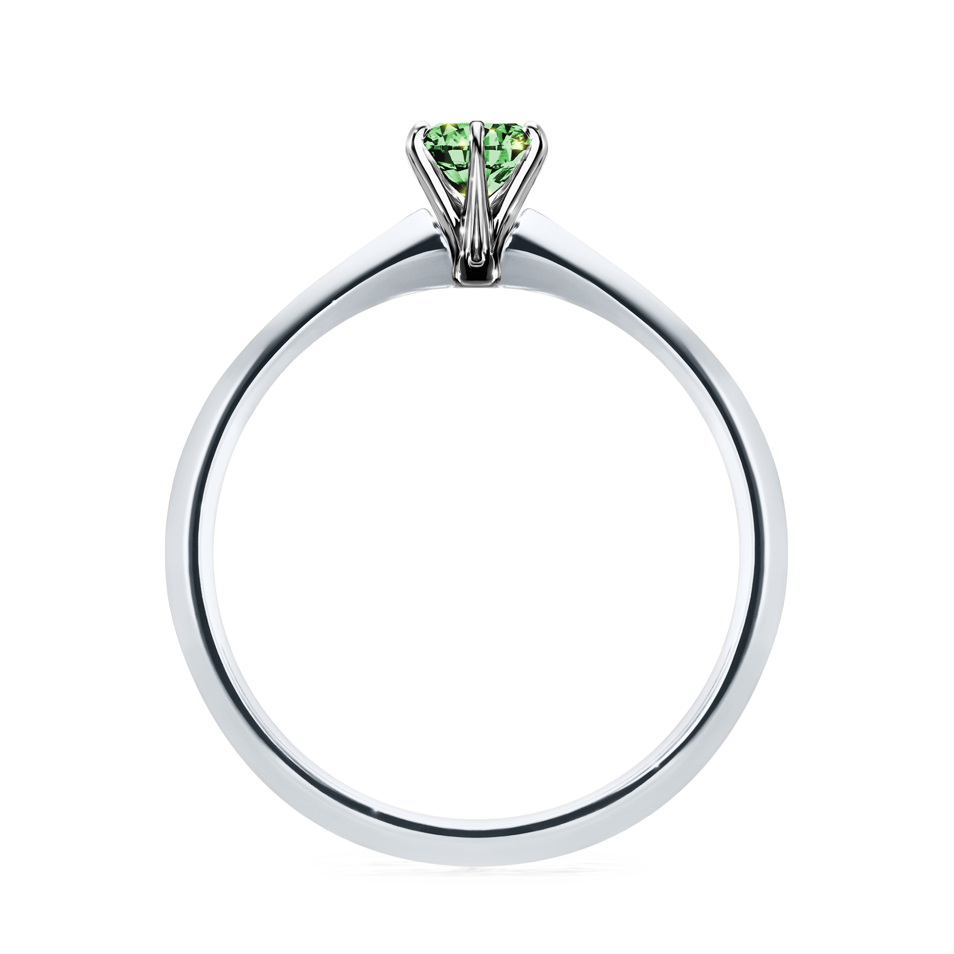 Pierścionek zaręczynowy My Queen z białego złota z ciemnym zielonym diamentem 0,25CT