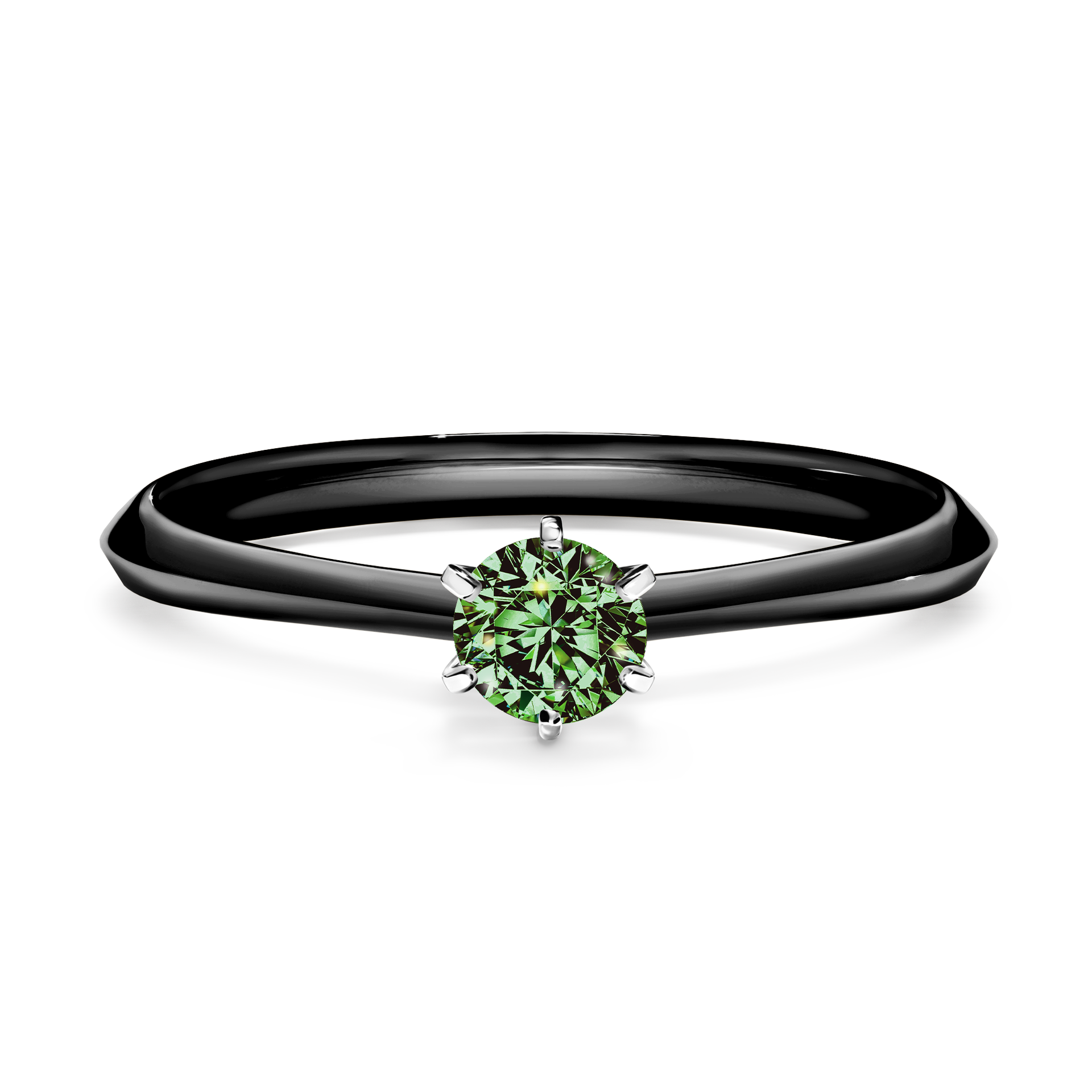 Pierścionek zaręczynowy My Queen z czarnego złota z ciemnym zielonym diamentem 0,25CT