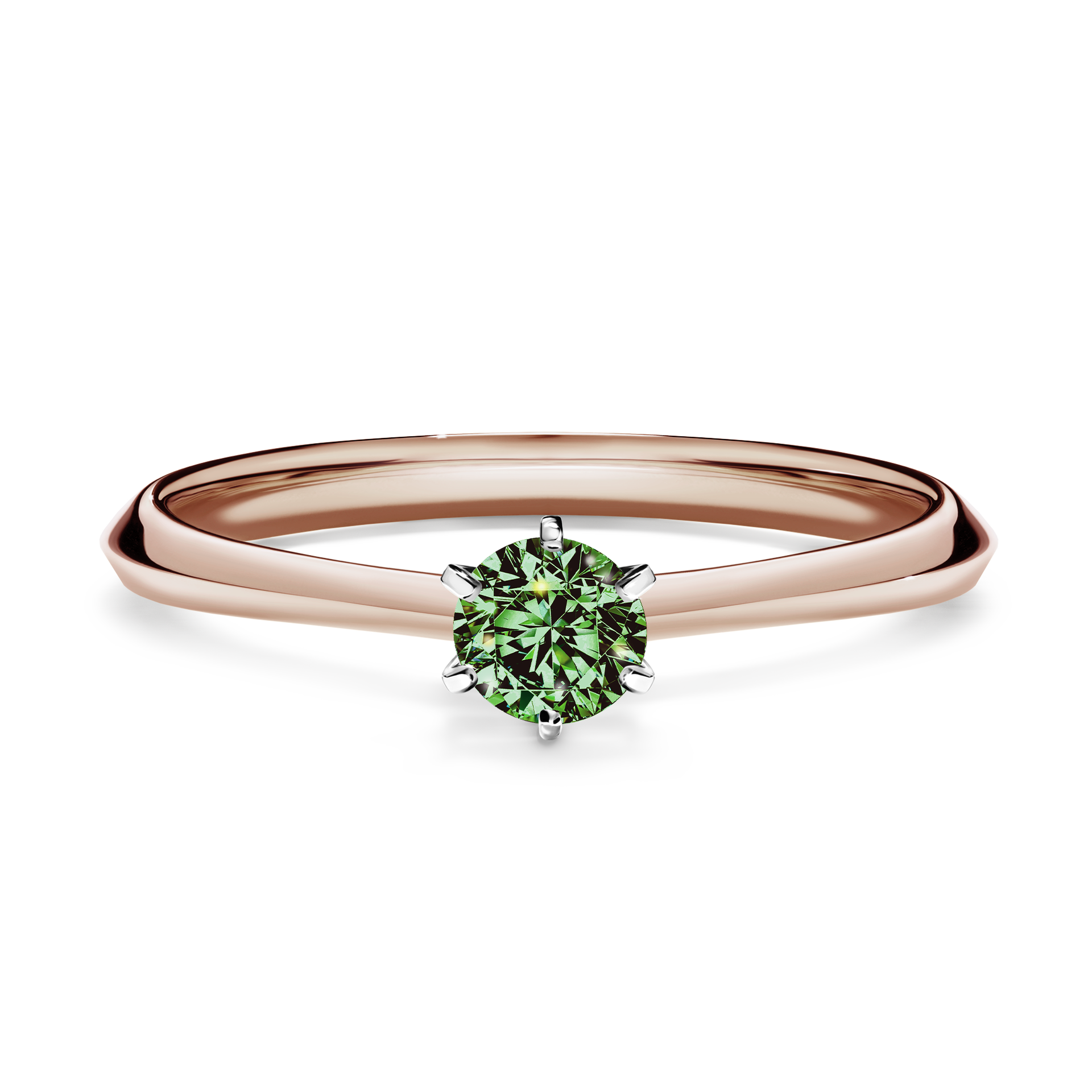 Pierścionek zaręczynowy My Queen z różowego złota z ciemnym zielonym diamentem 0,25CT