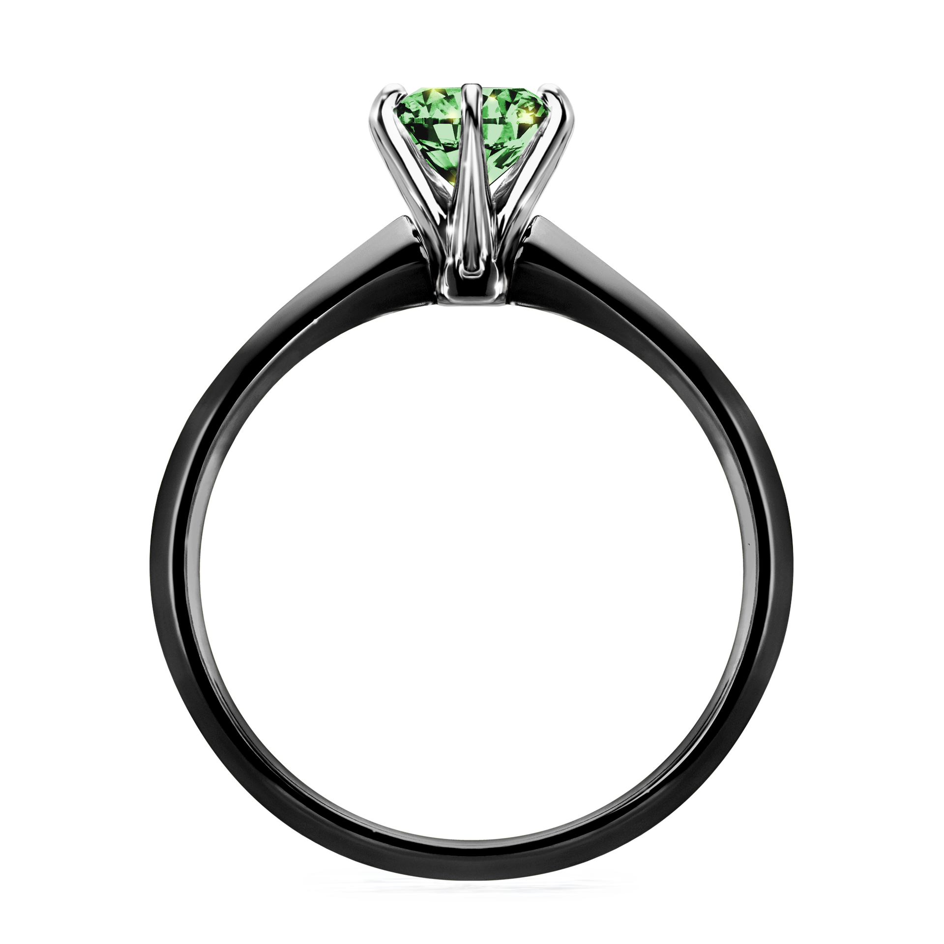 Pierścionek zaręczynowy My Queen z czarnego złota z ciemnym zielonym diamentem 0,80CT