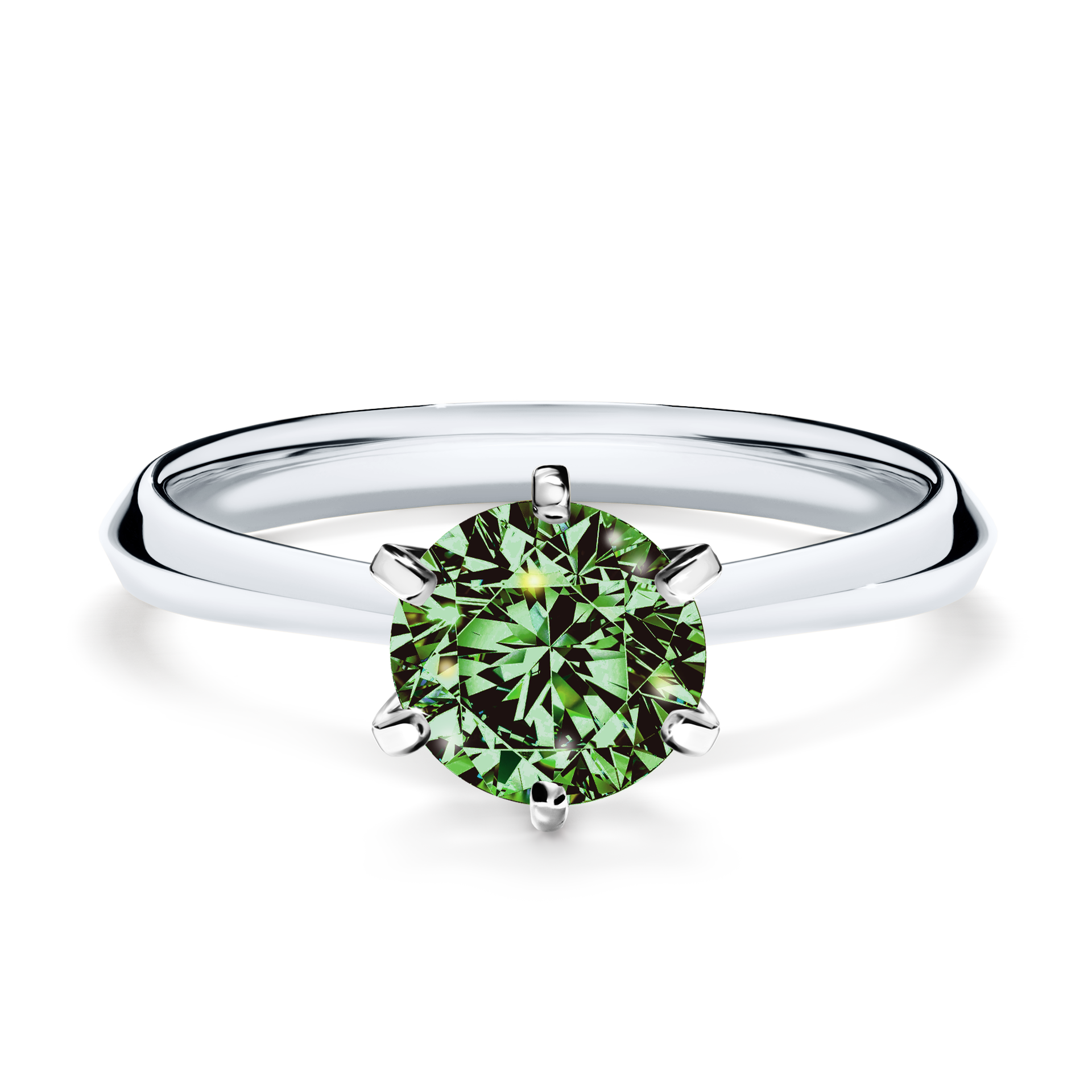 Pierścionek zaręczynowy My Queen z białego złota z ciemnym zielonym diamentem 1,00CT