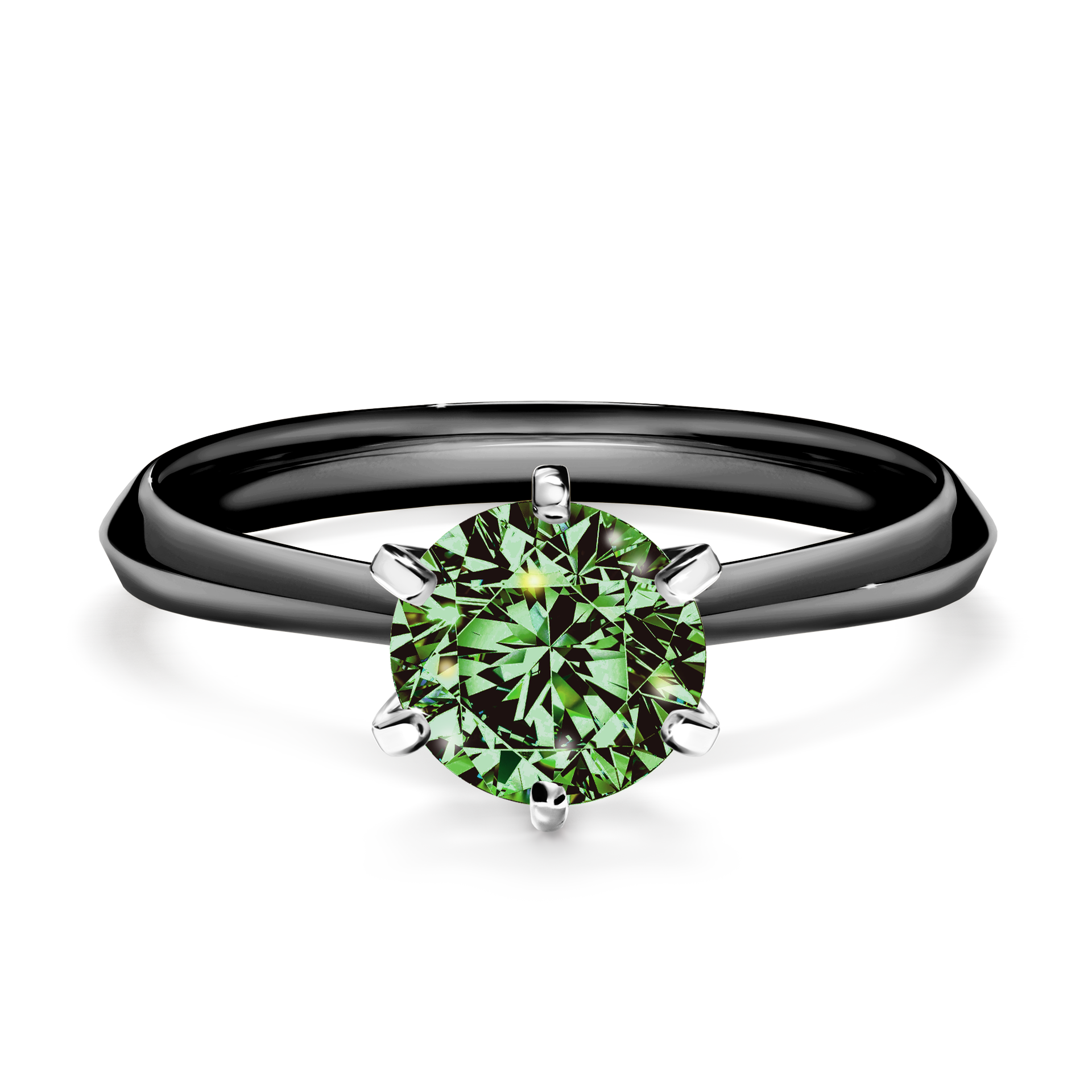 Pierścionek zaręczynowy My Queen z czarnego złota z ciemnym zielonym diamentem 1,00CT