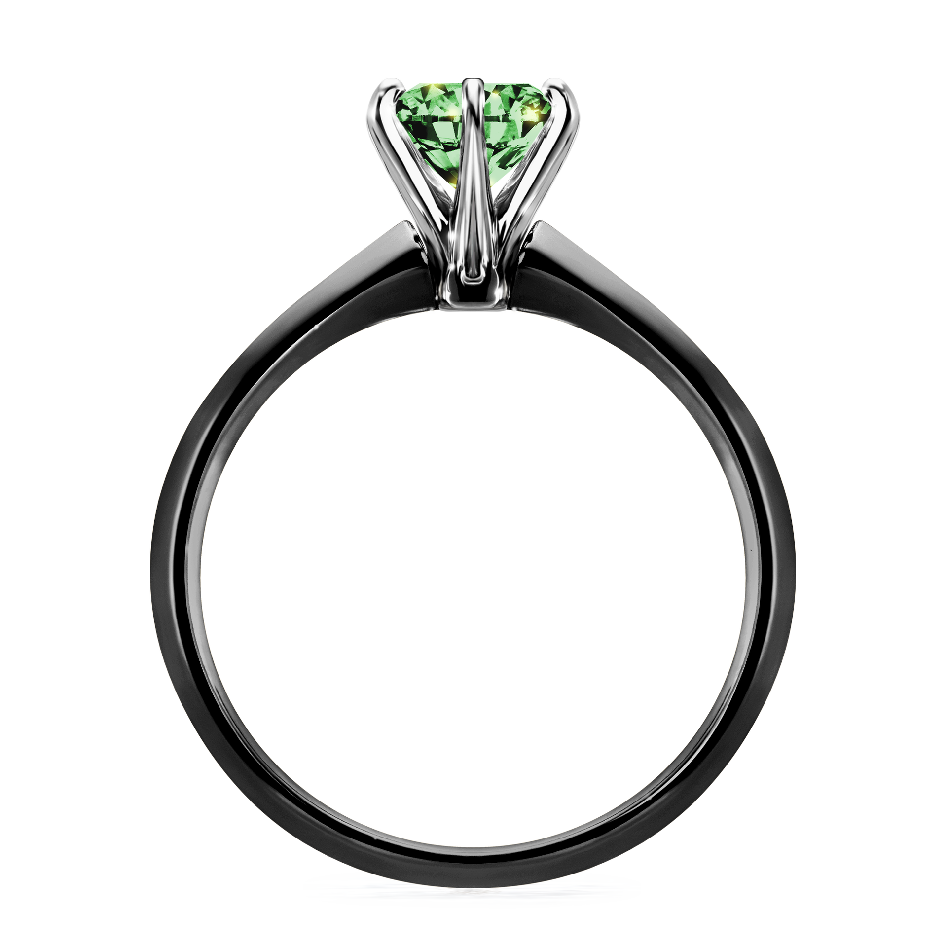 Pierścionek zaręczynowy My Queen z czarnego złota z ciemnym zielonym diamentem 1,00CT