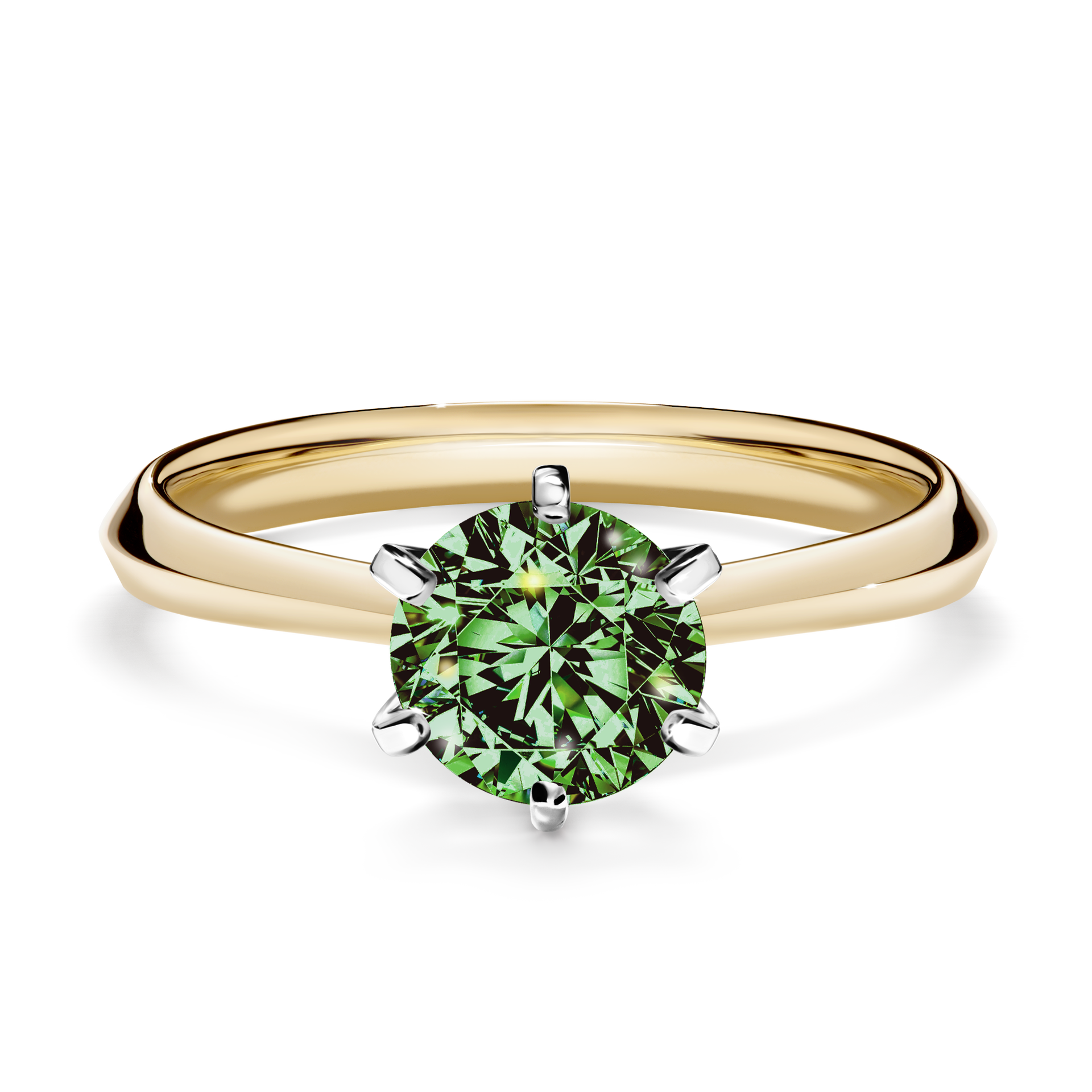Pierścionek zaręczynowy My Queen z żółtego złota z ciemnym zielonym diamentem 1,00CT